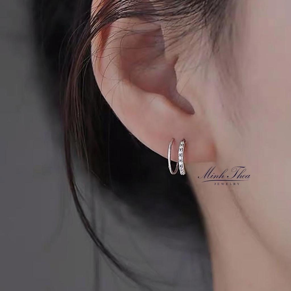 Khuyên tai nữ bạc đẹp ,bông hoa tai bạc xoắn đơn giản cá tính sáng đẹp Minh Thoa JEWELRY