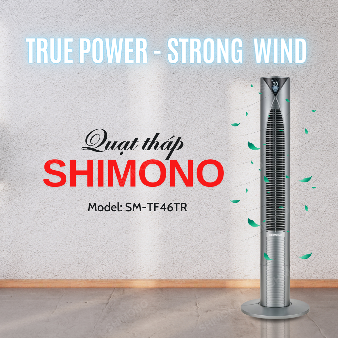 Quạt Tháp SHIMONO SM-TF46TR Kiểu Dáng Sang Trọng Màn Hình Hiển Thị Nhiệt Độ Phòng BH 12 Tháng Hàng Chính Hãng