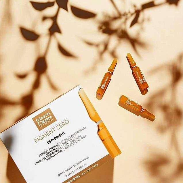 Set 10 ống tinh chất dưỡng sáng đều màu da MartiDerm Pigment Zero DSP Bright 2ml TẶNG mặt nạ Sexylook rong biển xanh dương