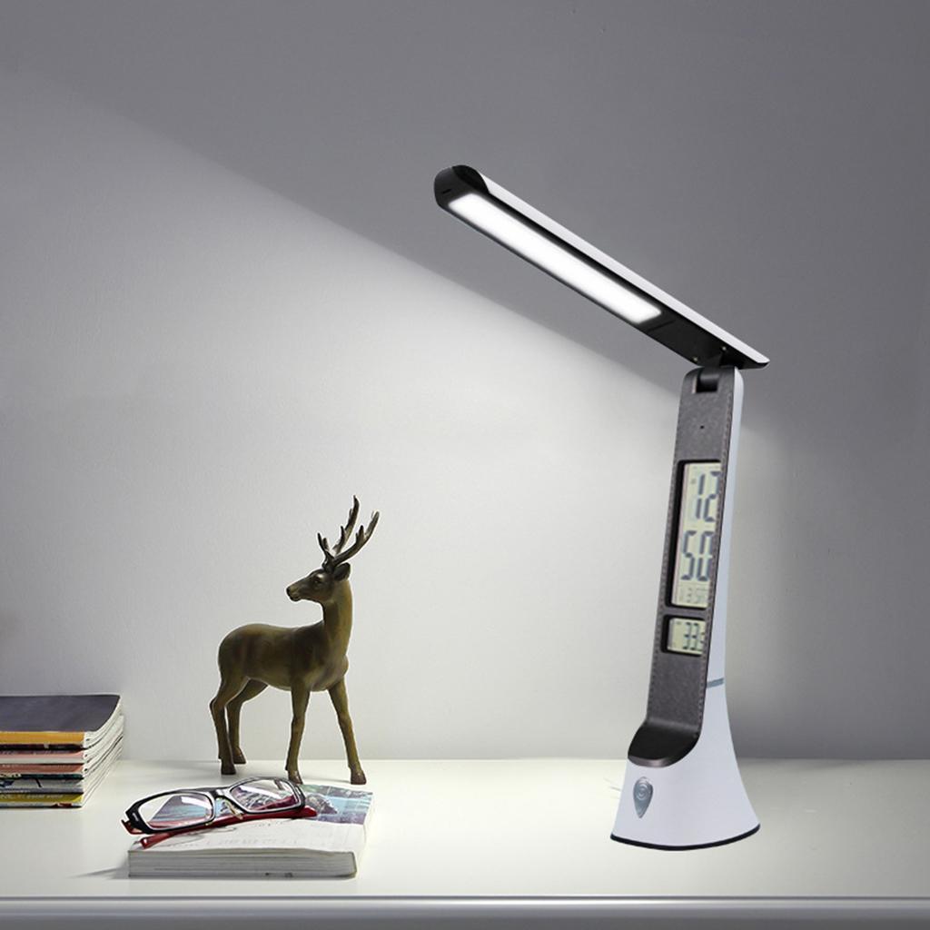 LED Desk Lamp Stepless Dimmable Folding Reading Light for Home Office White