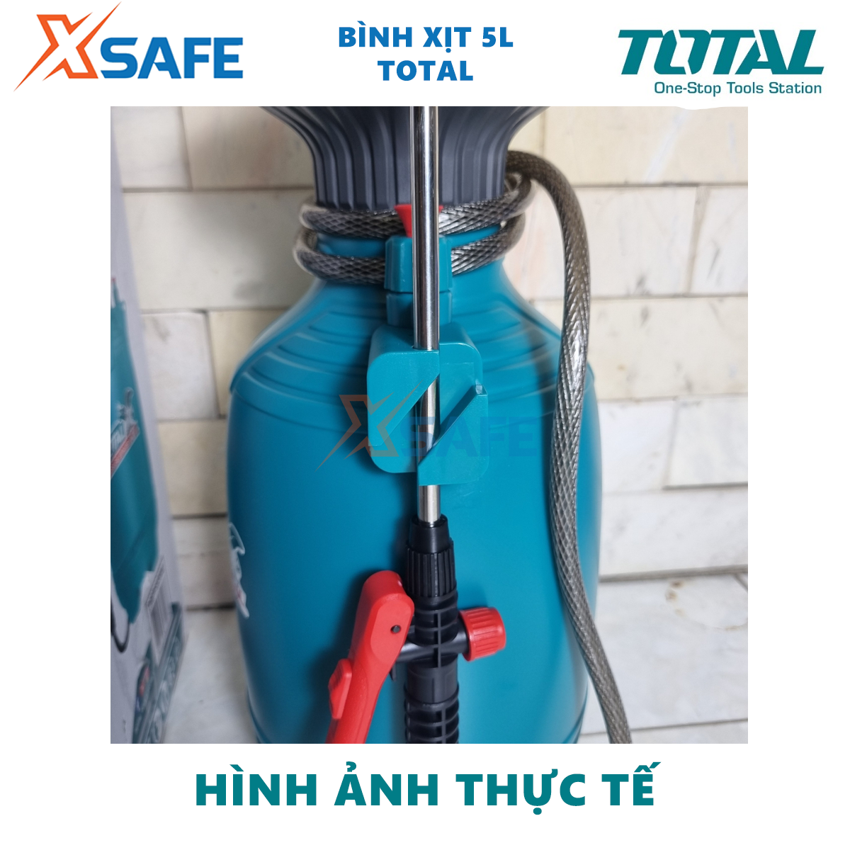 Bình xịt 5L TOTAL THSPP30502 van xả áp an toàn, quai đeo tiện dụng, cần bơm nhôm chắc chắn, áp suất 2.5Bar