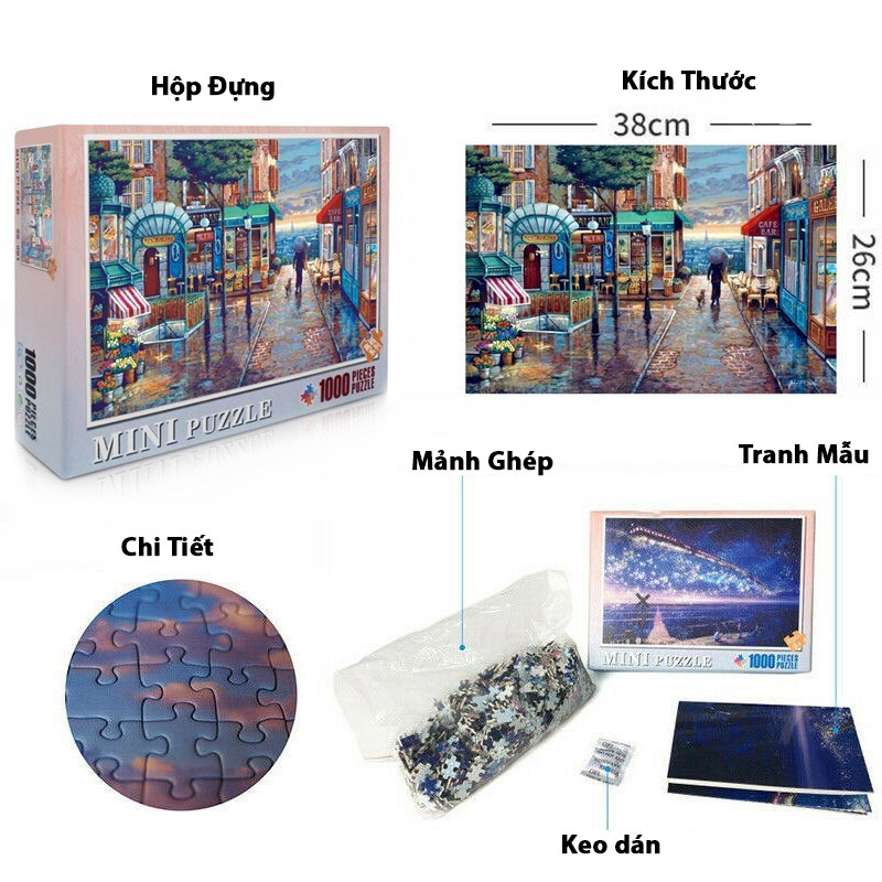 Tranh Ghép 1000 Mảnh Giấy Mini/Jigsaw Puzzle 1000 Pieces/Puzzle 1000 Mini/Bộ Xếp Hình Mini/Tranh Xếp Hình1000 Mảnh/Tranh Xếp Hình Cho Bé Từ 7 Tuổi/Tranh Anime/Tranh Xếp Hình Phong Cảnh