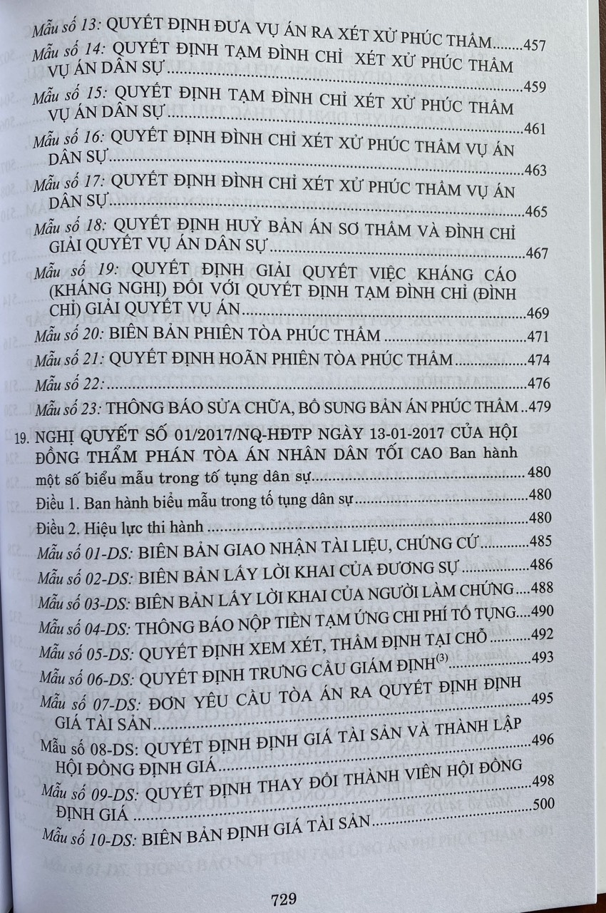 Hệ Thống Các Nghị Quyết Của Hội Đồng Thẩm Phán, Toà Án Nhân Dân Tối Cao Về Dân Sự Và Tố Tụng Dân Sự Từ Năm 1990 Đến 2023