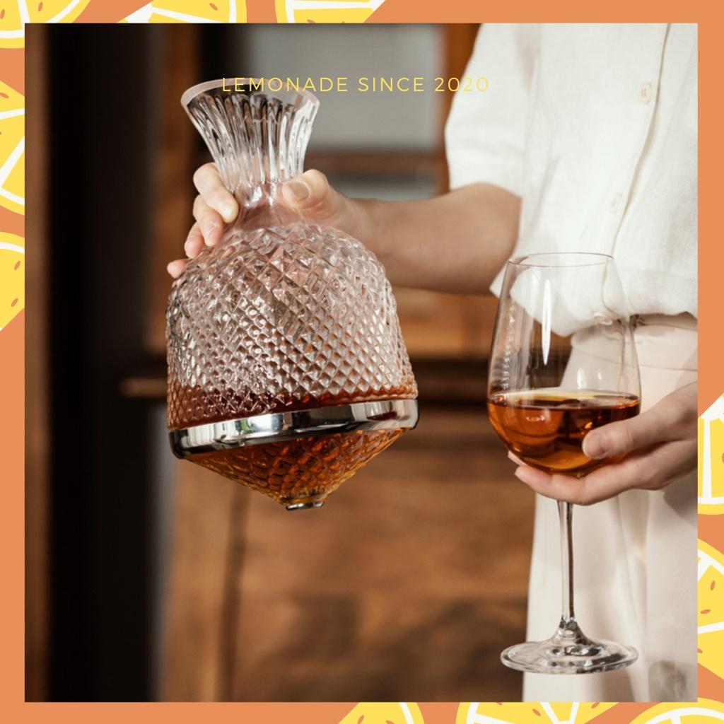 Bình đựng rượu vang pha lê xoay 360 độ cao cấp - Bình thở đựng rượu vang thuỷ tinh pha lê sang trọng