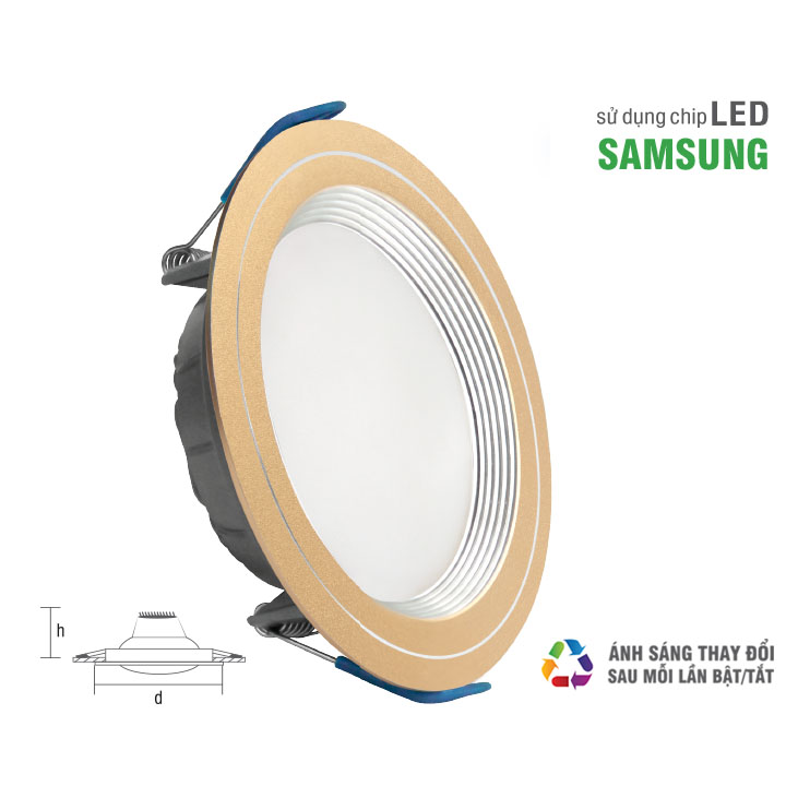 Đèn LED Downlight Roman ELD2028 viền nhôm, tuổi thọ &gt;30.000 giờ, chip LED Samsung cao cấp