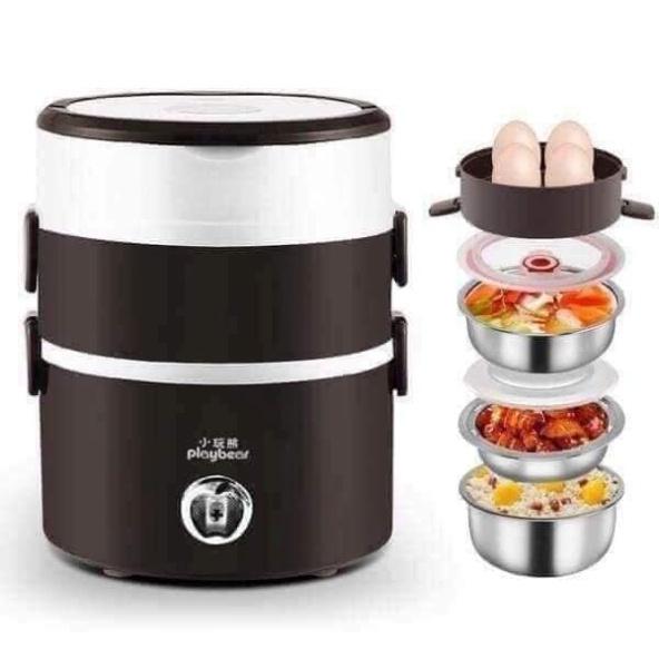 Cặp Lồng Cắm Điện 3 Tầng ruột inox Cao Cấp Giữ Nóng Thức Ăn Liên Tục