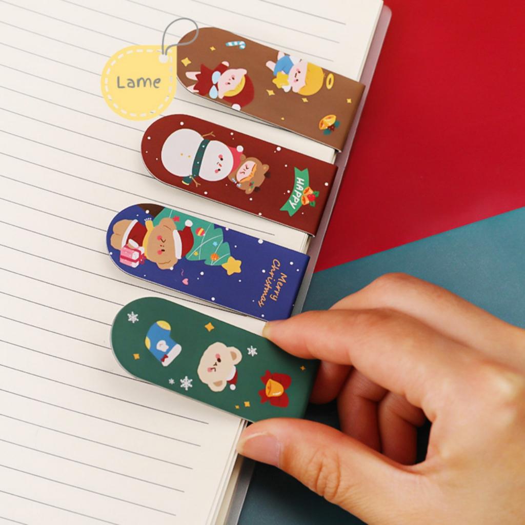 Bookmark nam châm chủ đề giáng sinh, kẹp sách đánh dấu trang hoạt hình cute dễ thương, đồ dùng học tập làm quà noel