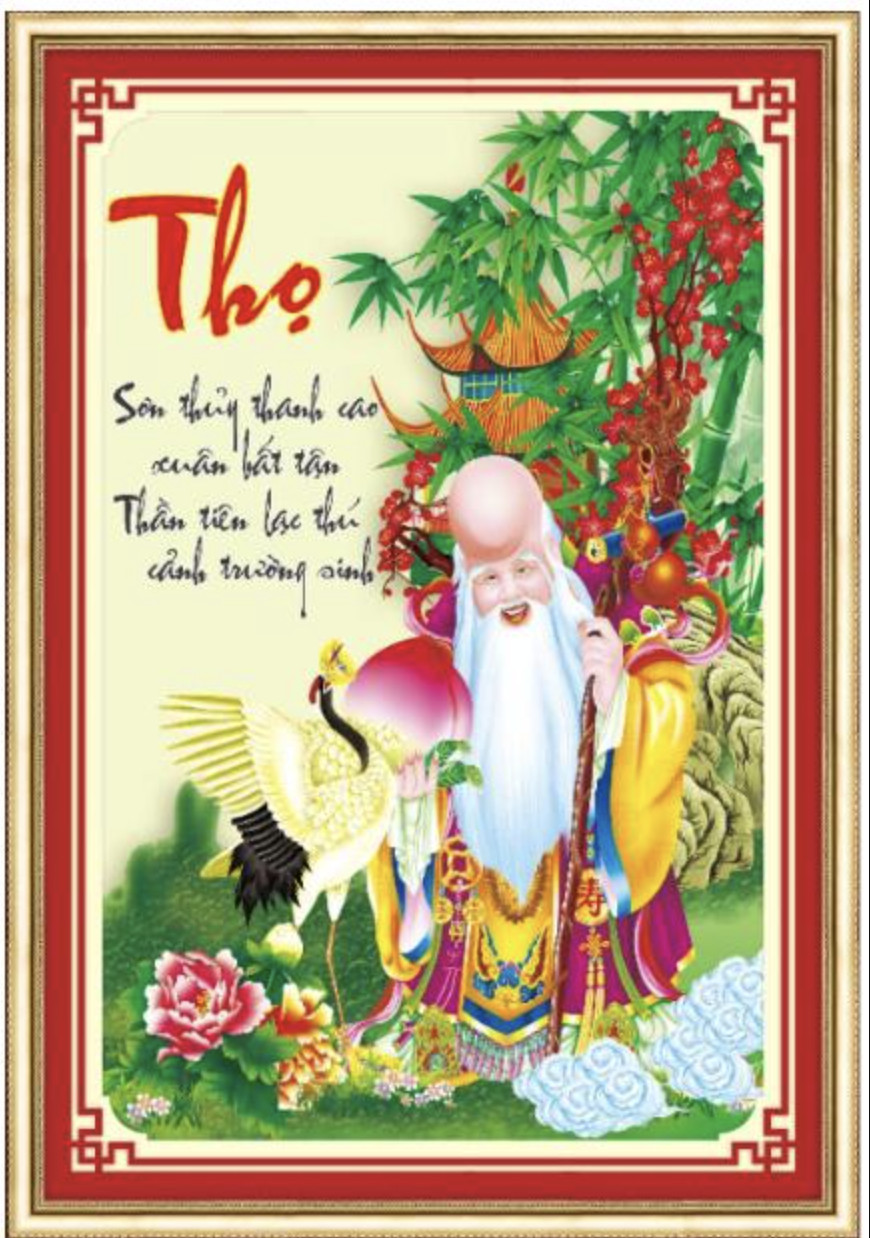 Tranh thêu chữ thập Thọ AL53552, tranh 3D, kích thước 55 x 80 cm