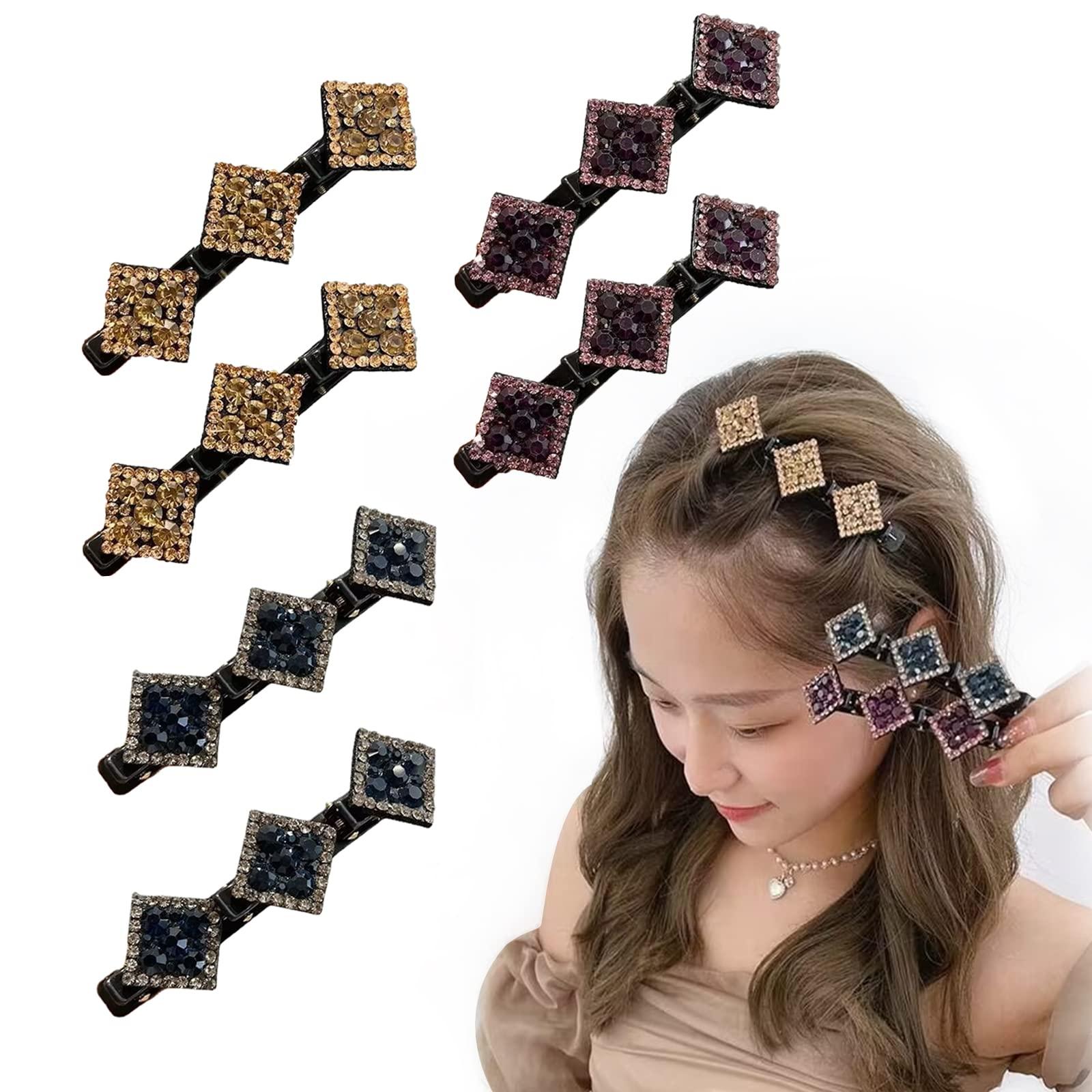 Kẻ cắt tóc với những viên đá pha lê lấp lánh, 6 miếng tóc cho phụ nữ, kẹp tóc rhinestones, kẹp tóc không trượt, phụ kiện tạo kiểu tóc, kẹp tóc hai lớp mini thời trang