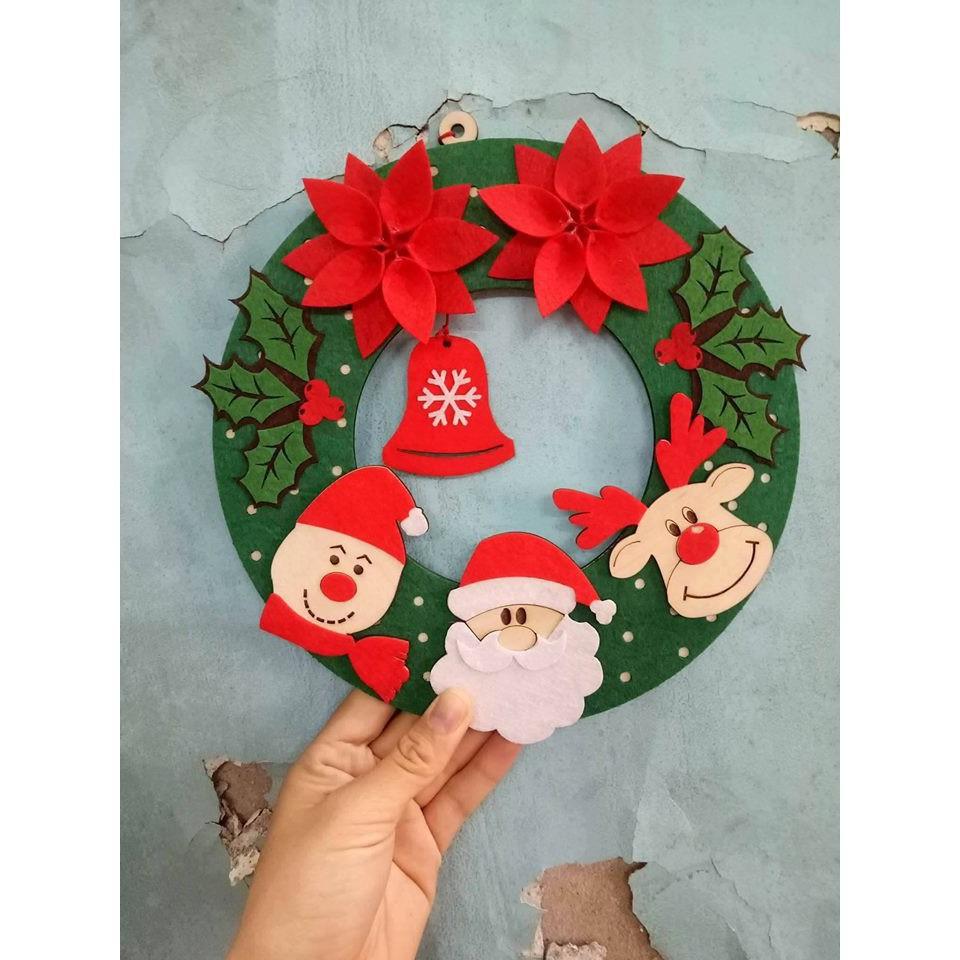 Vòng gỗ decor trang trí Noel (bảng gỗ trang trí