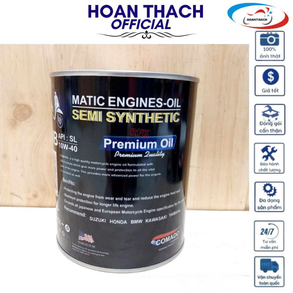 Nhớt Xe Ga Comado 4T 10W - 40 0.8L Hộp Đen HOANTHACH SP017538