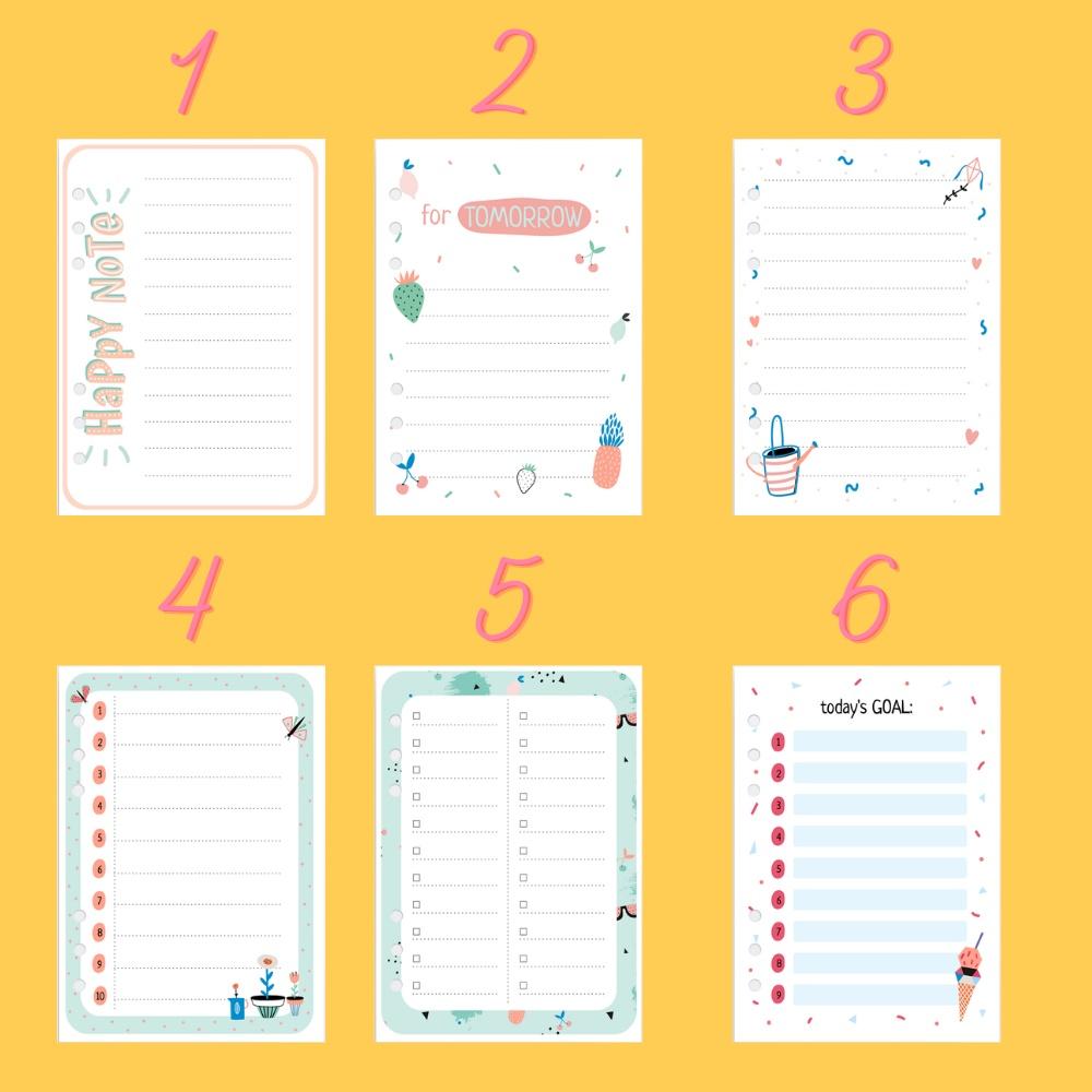 Ruột giấy sổ c.ò.n.g Self Planner - Happy Note 5 tờ / mẫu 120gsm A5