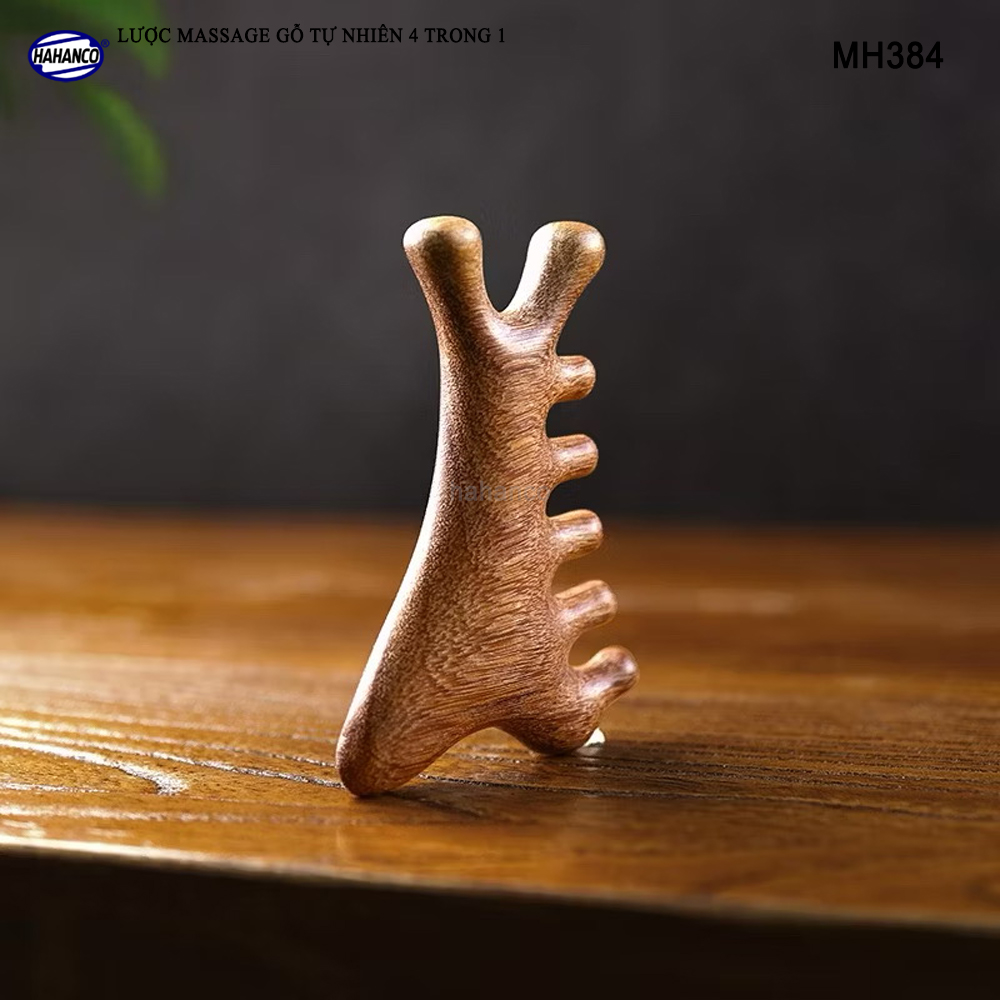 Lược Massage Dụng Cụ Làm Đẹp Chuyên Nghiệp Gỗ Tự Nhiên 4 Trong 1 - HAHANCO - MH384