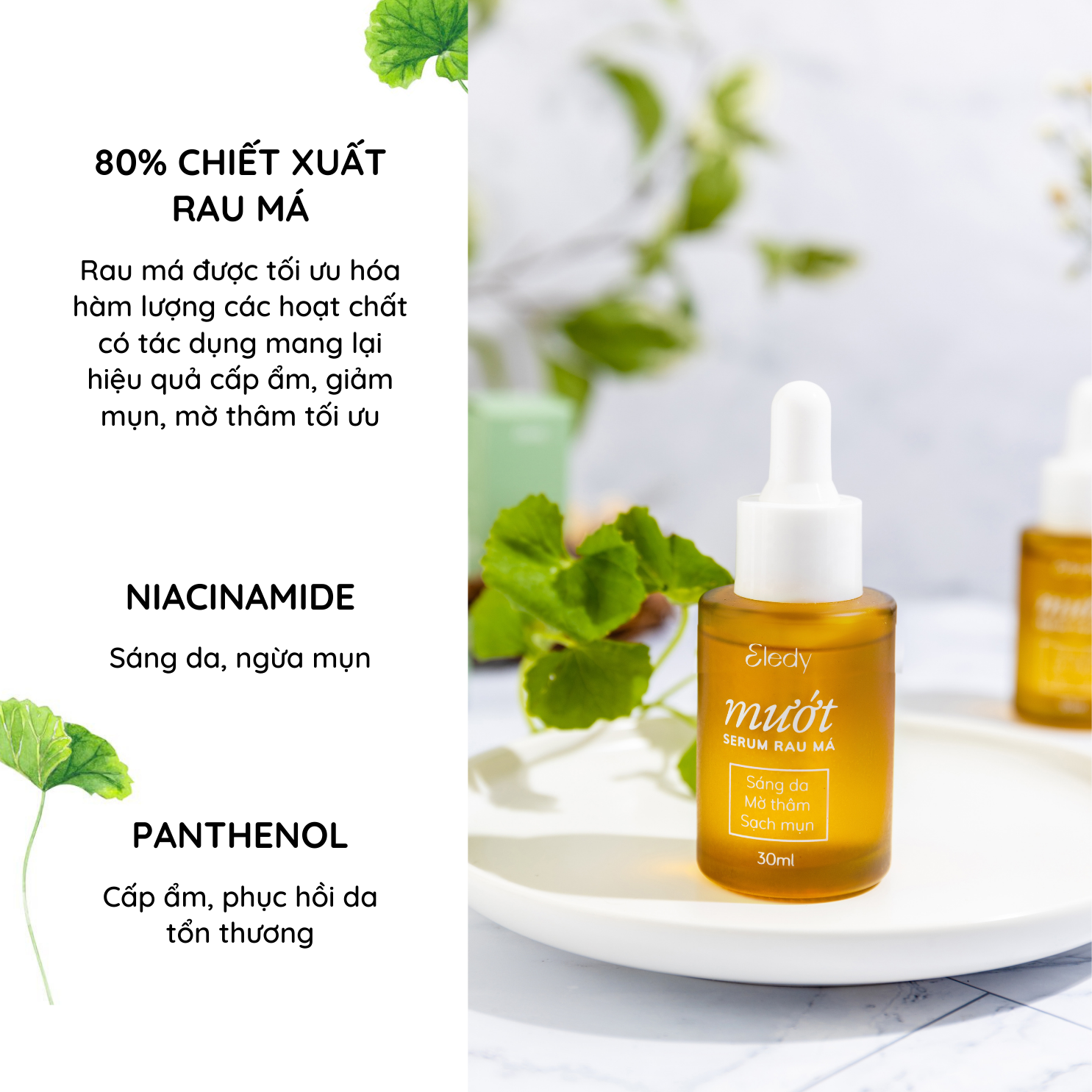 Serum rau má ELEDY 30ml giảm mụn, sáng da mờ thâm, ngăn ngừa sẹo lõm