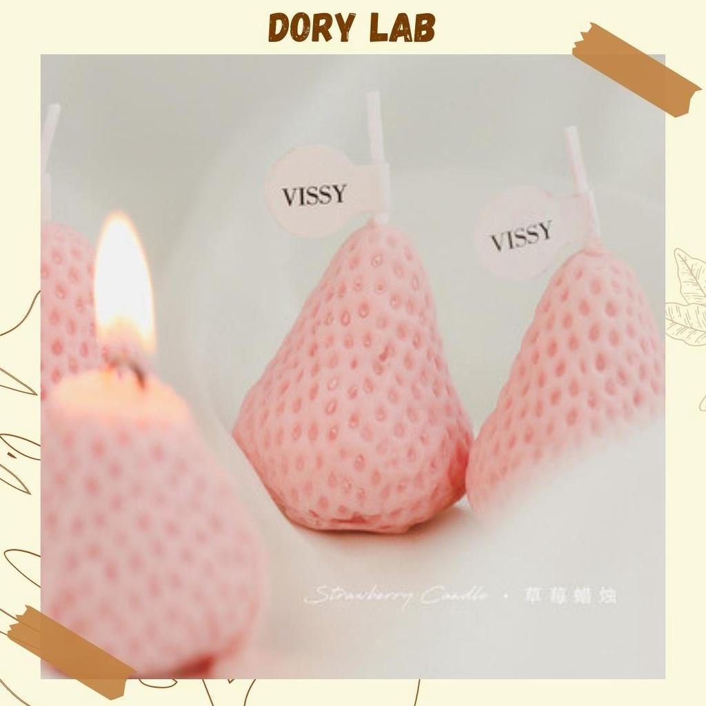 Nến Thơm Dâu Tây Handmade Không Khói, Phụ Kiện Decor - Dory Lab