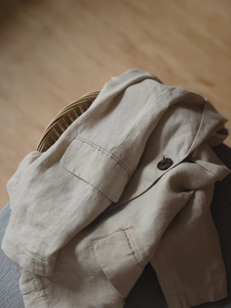 Áo khoác vest blazer nữ Đũi Việt vải linen Hàn, form rộng túi đắp, kiểu dáng công sở Dv09