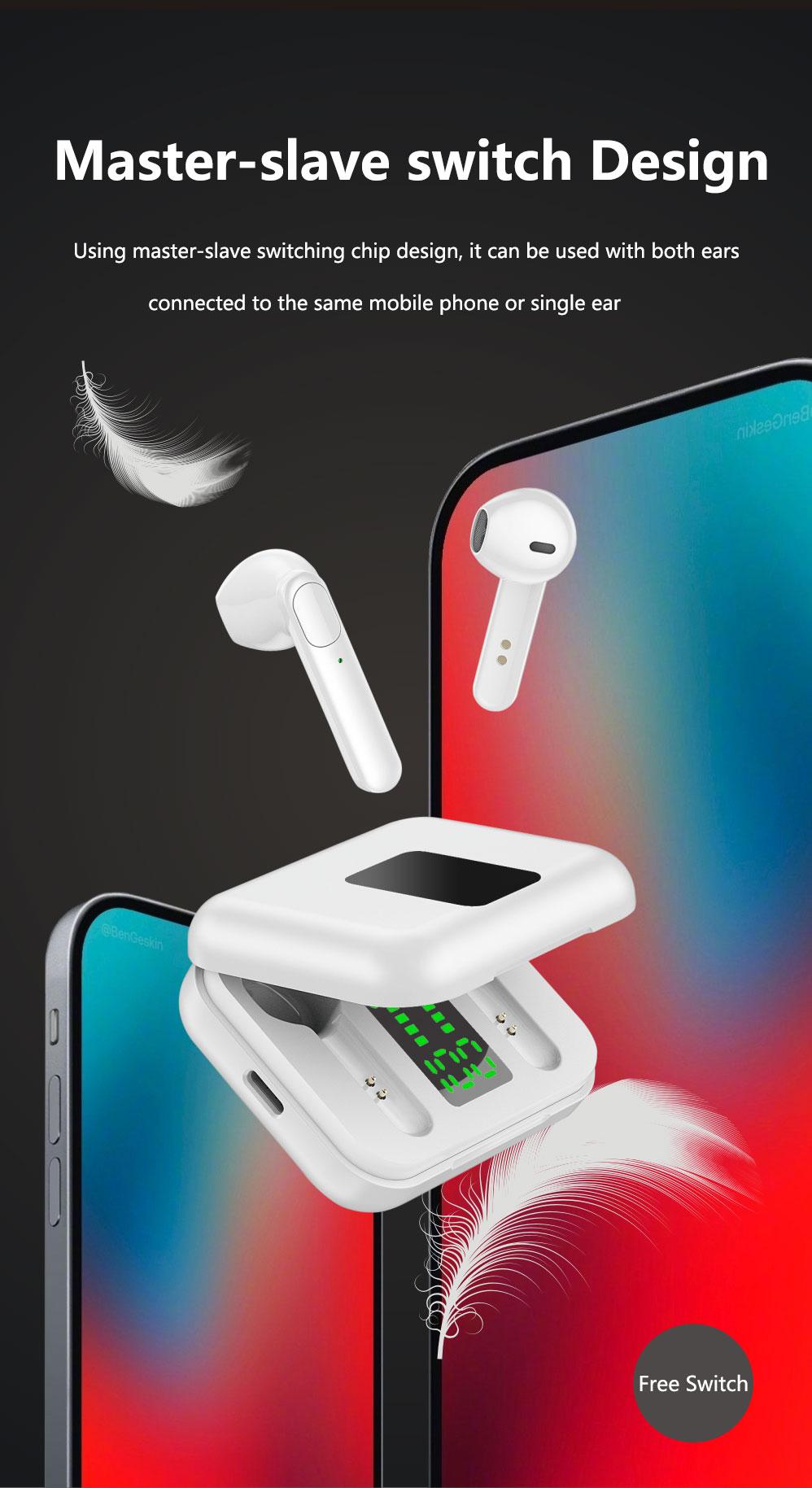 Mini  Bluetooth  5.0  Wireless  Headset Rechargeable Stereo Sports Earbuds