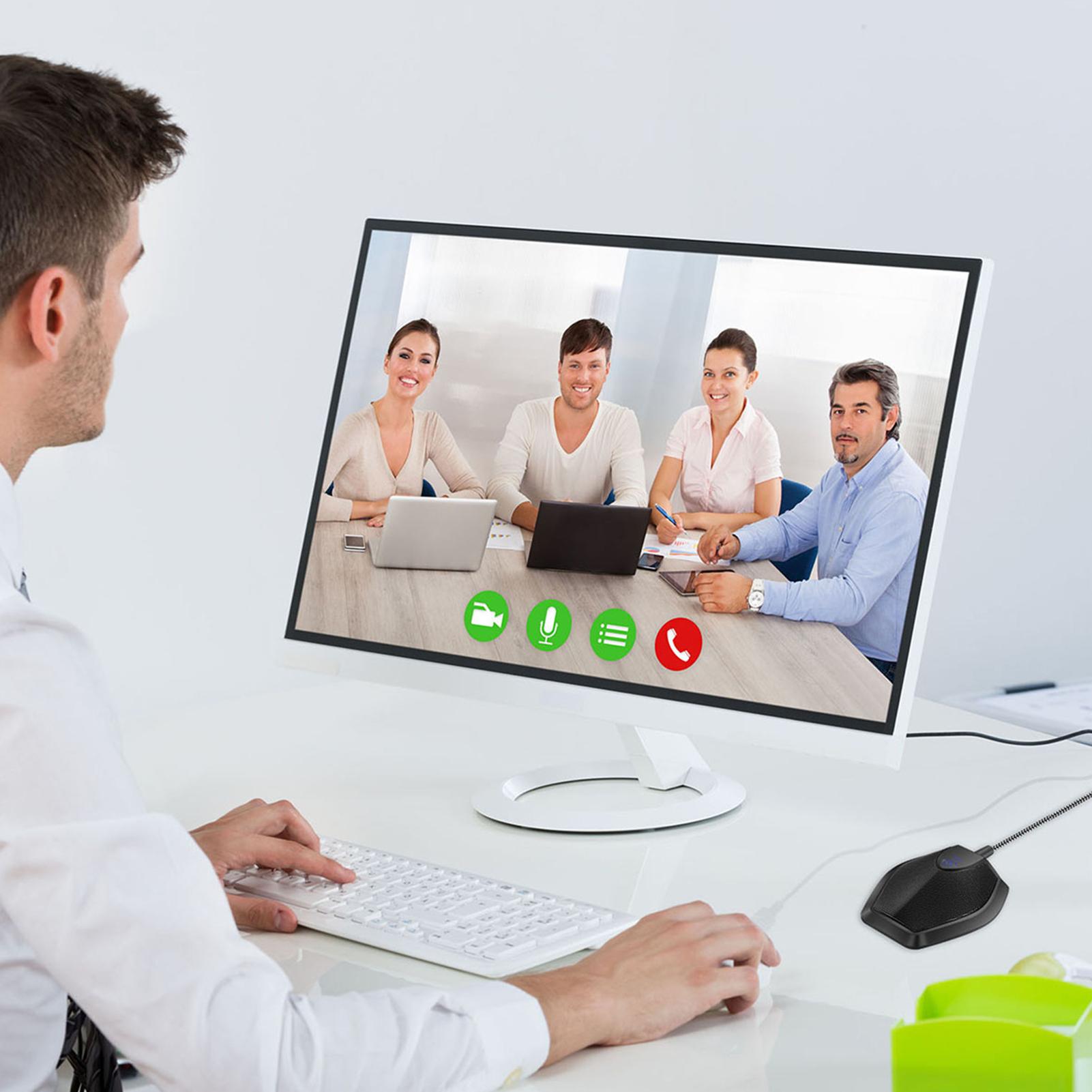 G11 Desktop USB Conference Microphone 360° Omnidirectional PC Computer Condenser Mic with Mute Function Plug & Play