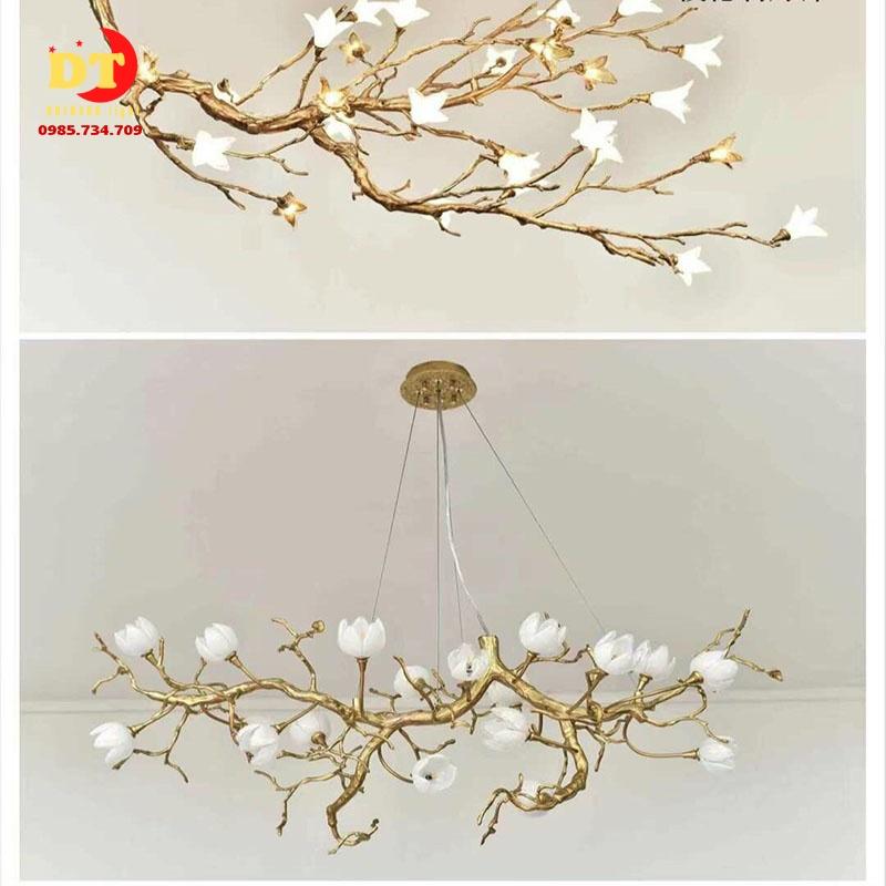 Đèn thả nhành hoa phong cách thiên nhiên decor trang trí phòng khách bàn ăn DQM