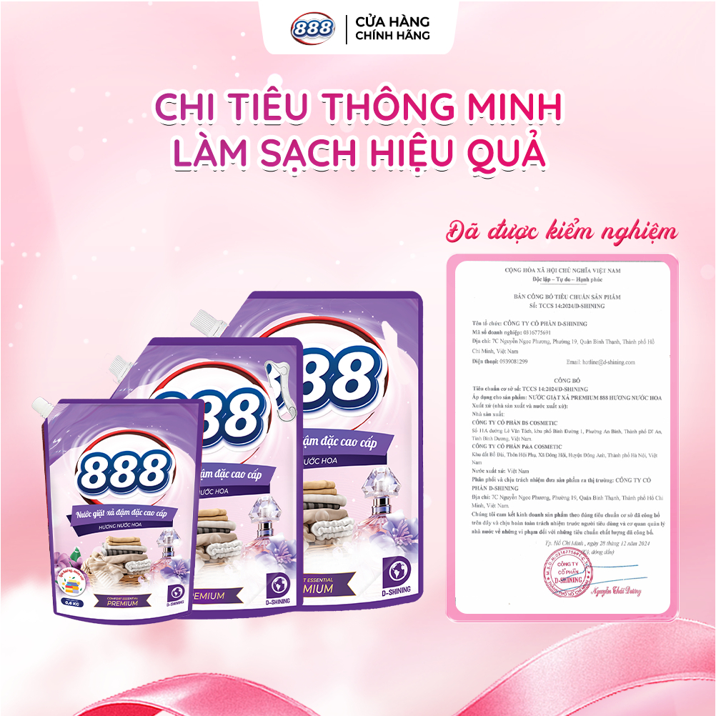 Combo 2 Túi Nước Giặt xả 888 Hương Nước Hoa Cao Cấp 2kg/Túi