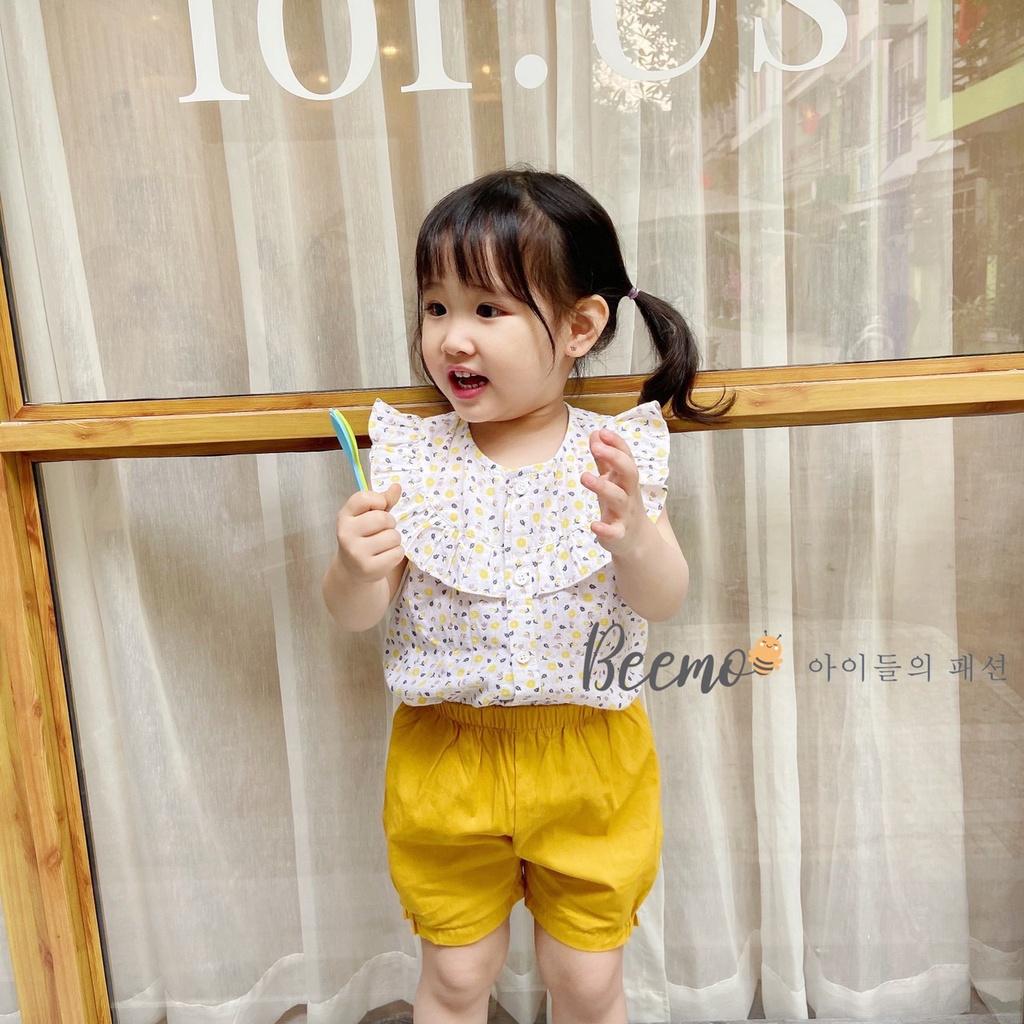 Bộ thô hoa nhí yếm bèo cho bé gái Mimo baby QA15