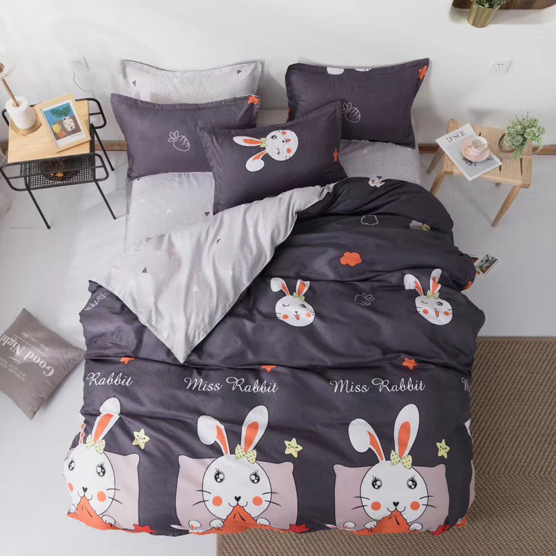 Bộ chăn ga gối cotton PL1 - Thỏ Ghi