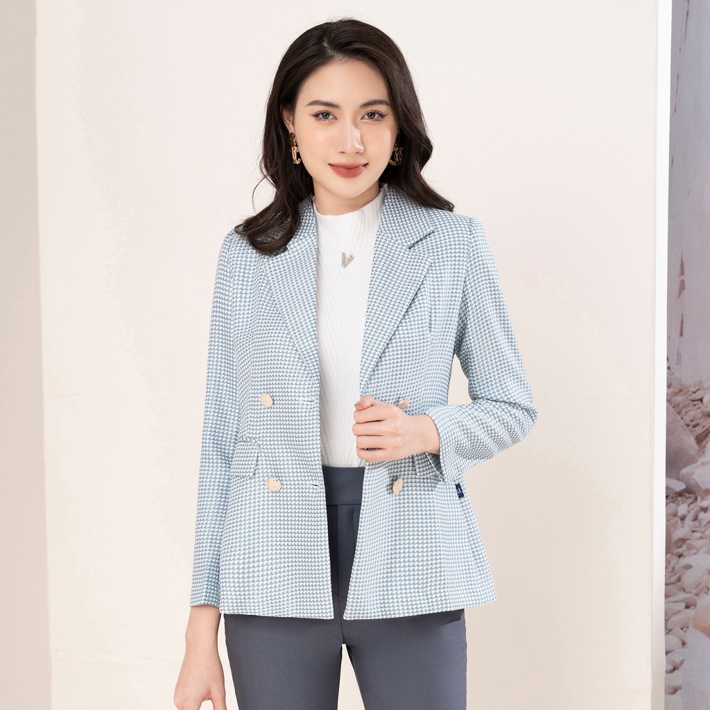 Áo Vest Nữ UK Fashion Vải Hàn Dáng Rông Dày Dặn Kẻ Có 4 Cúc Bọc Tinh Tế Túi Nắp Lịch Sự Hiện Đại UKAK2210003
