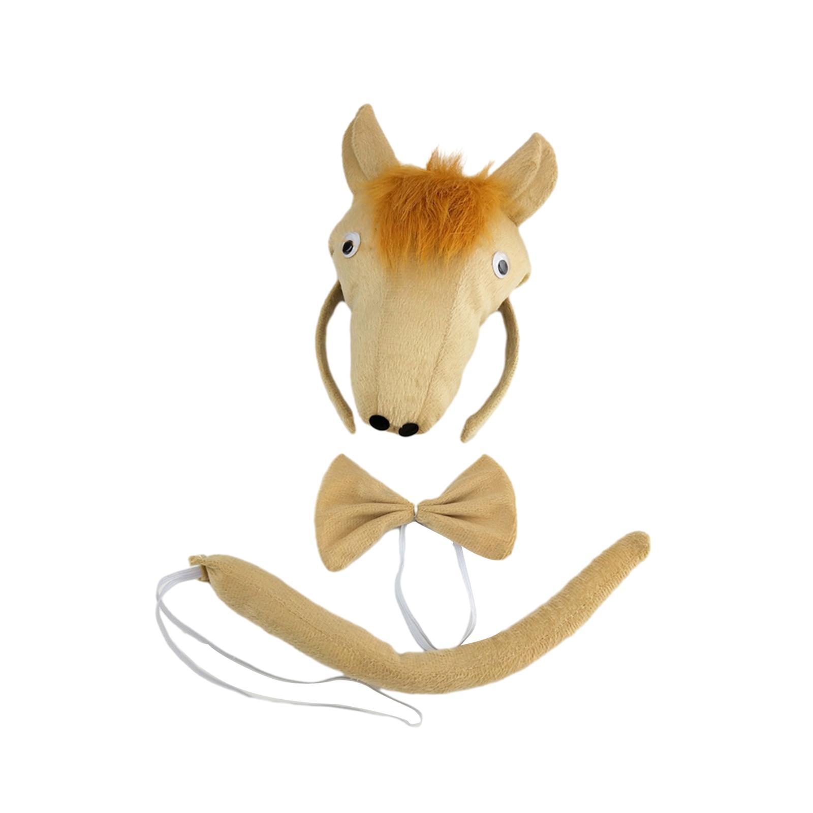 Kids Horse Costume, Ears Headband Bow Tie Tail Hair Band Elastic Strap, Animal Fancy Costume Kits for Carnival, Performance, Masquerades Cosplay