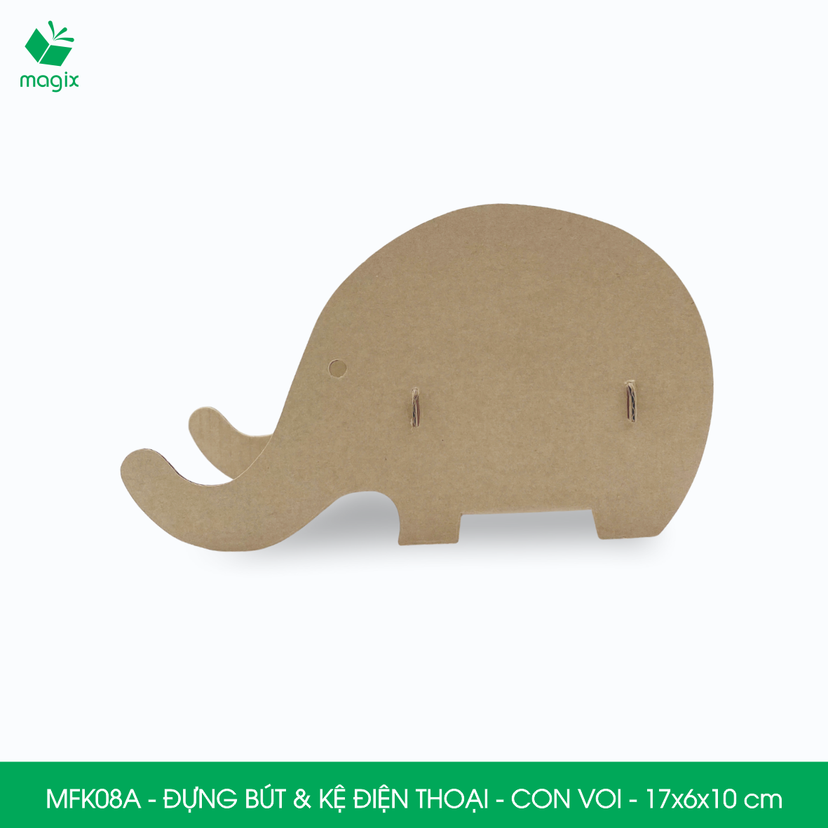 MFK08A - Đựng bút &amp; kệ điện thoại bằng giấy carton - Hộp bút kiểu dáng Con voi - 17x6x10 cm