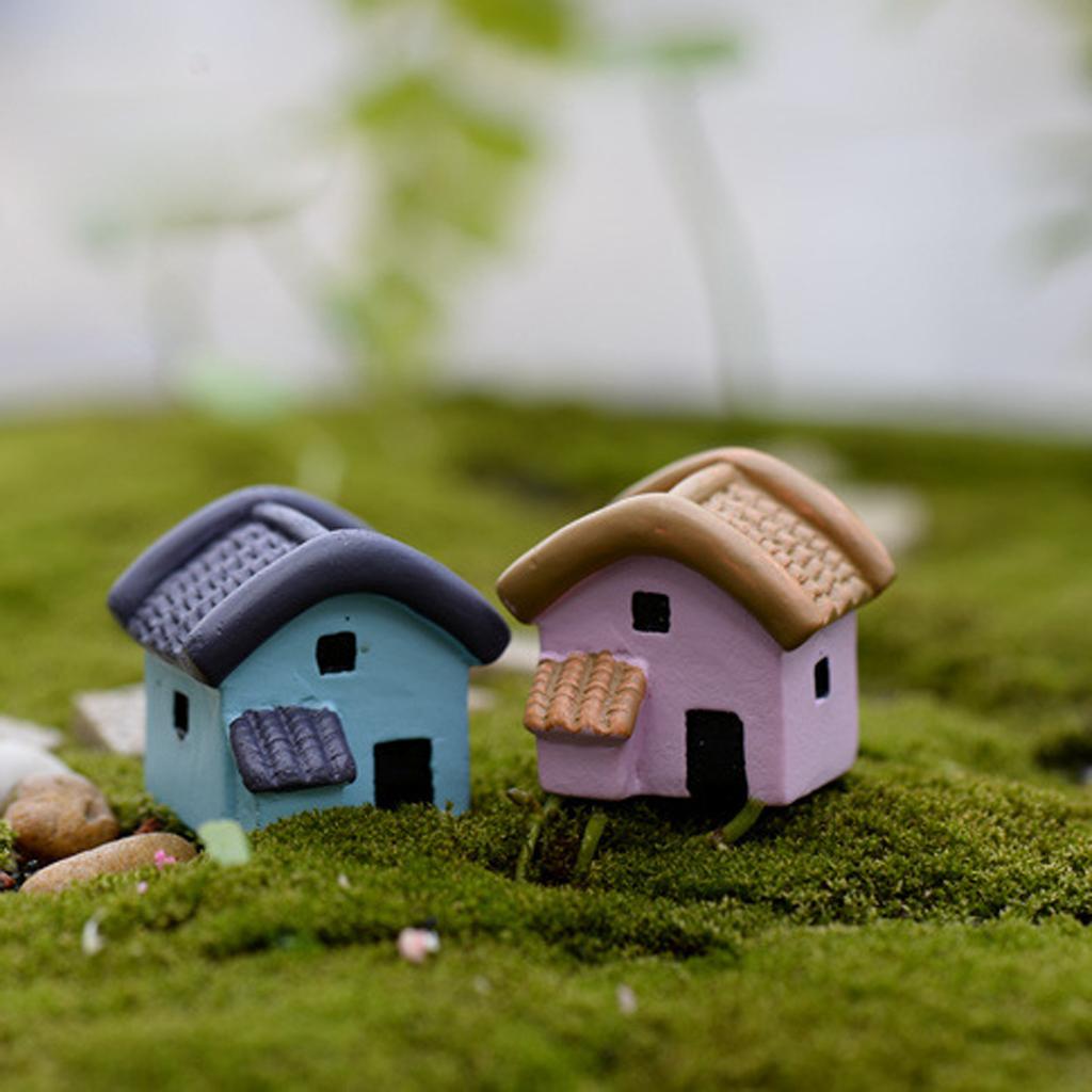 Set Of 2pcs Small House Micro Landscape Craft