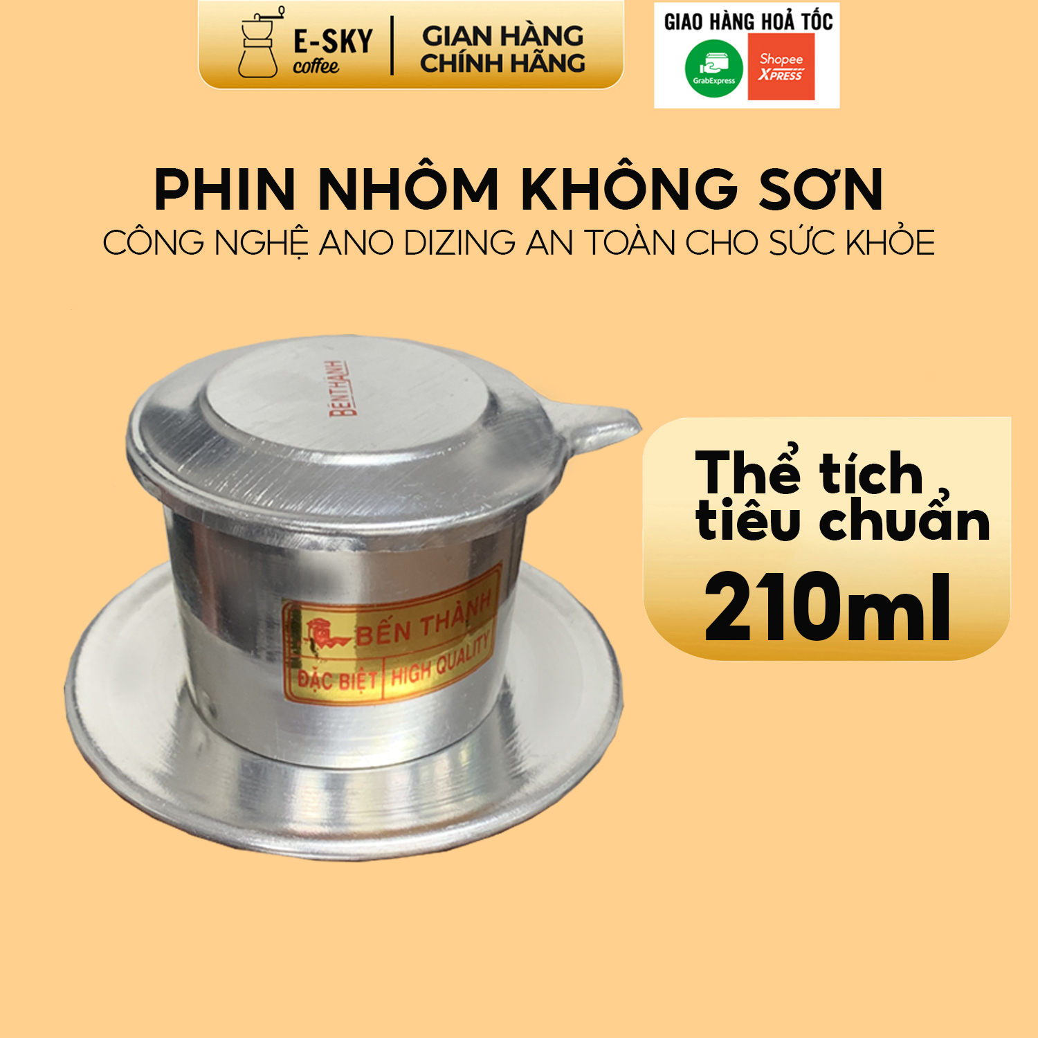 Phin Cà Phê Nhôm Nguyên Chất Không Sơn E-SKY COFFEE Size lớn - 9cm - BTL