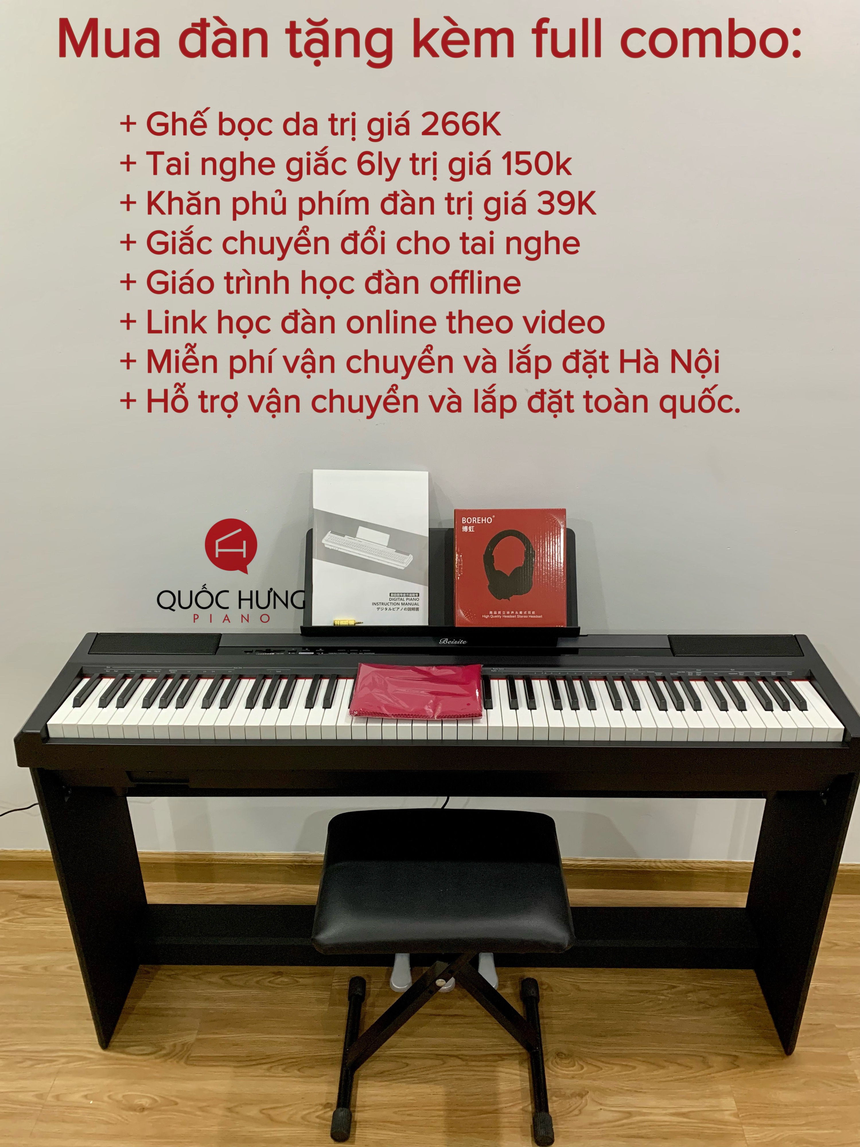 Đàn Piano điện Beisite mới 100% tặng kèm full combo hàng chuẩn công ty chuyên dùng cho luyện tập và biểu diễn.