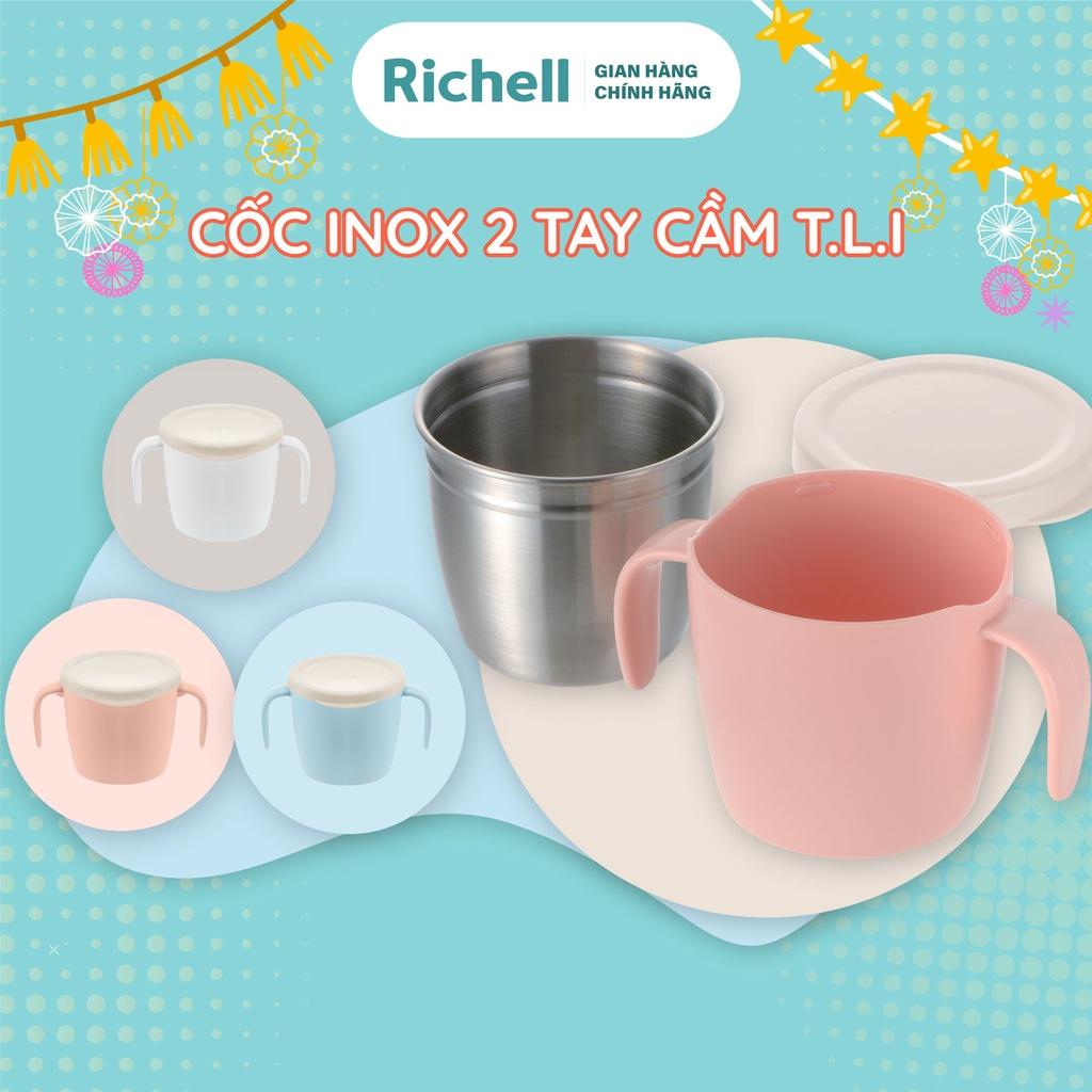 Cốc inox 2 lớp có tay cầm TLI Richell Nhật Bản | Baby