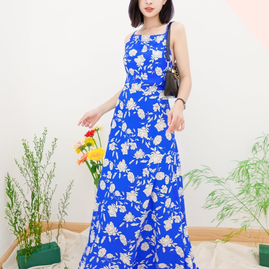 HEYLALA - Đầm maxi dây chéo lưng nữ đi biển