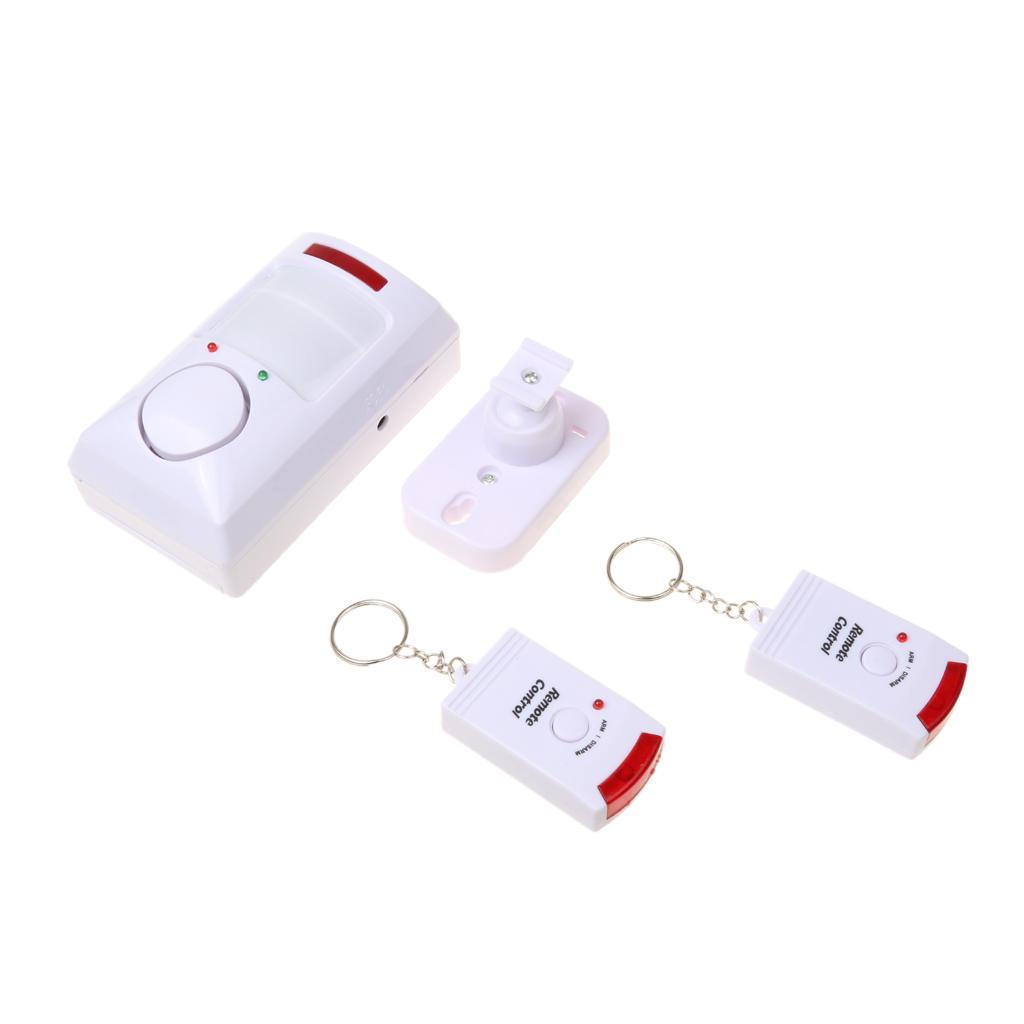IR Motion Sensor Alarm Intruder Detector with 2 Wireless Remote Controller