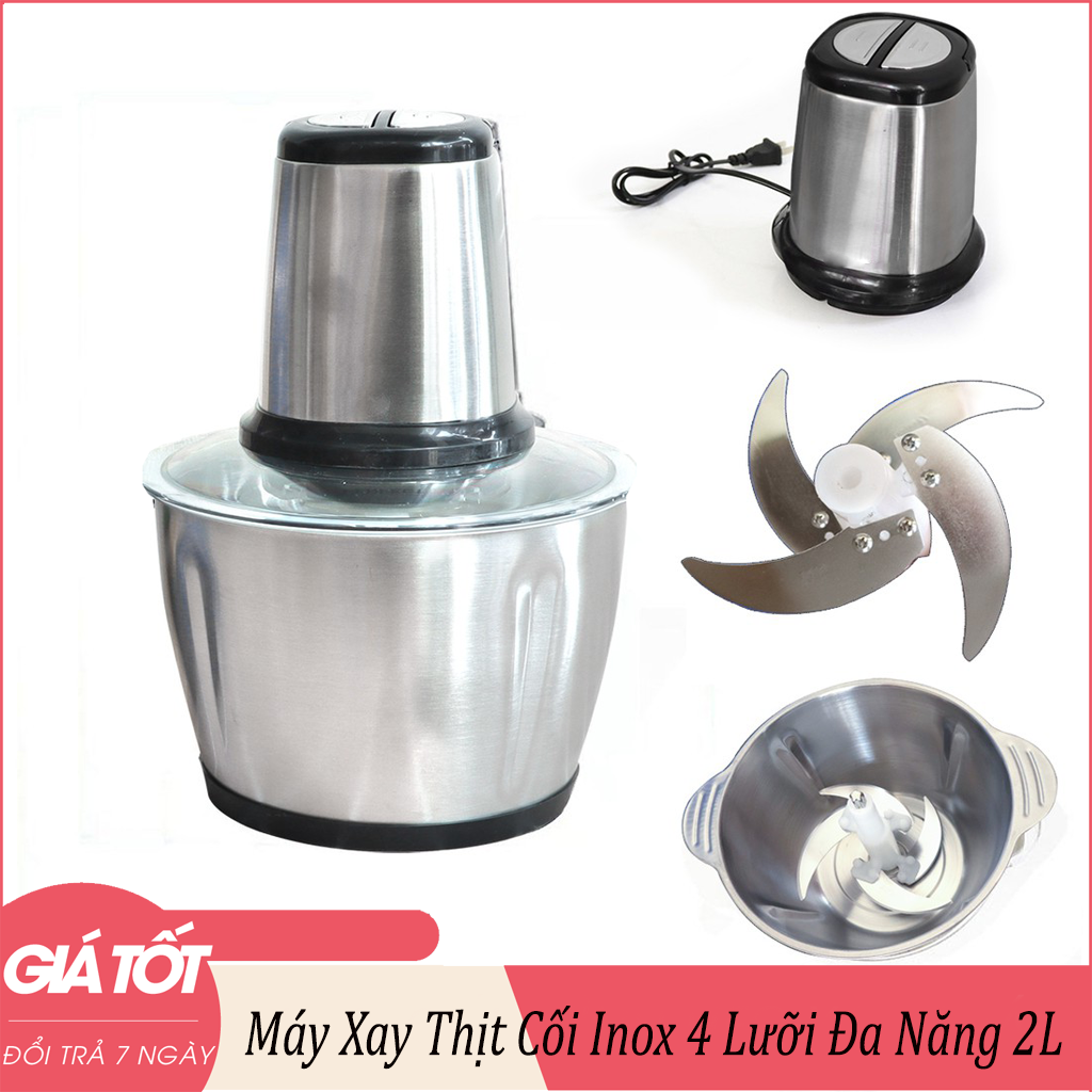 Máy xay đa năng, Máy Xay Thịt Cối Inox 300W Dung Tích 2L- 3L Công Suất Lớn, Xay Nhuyễn