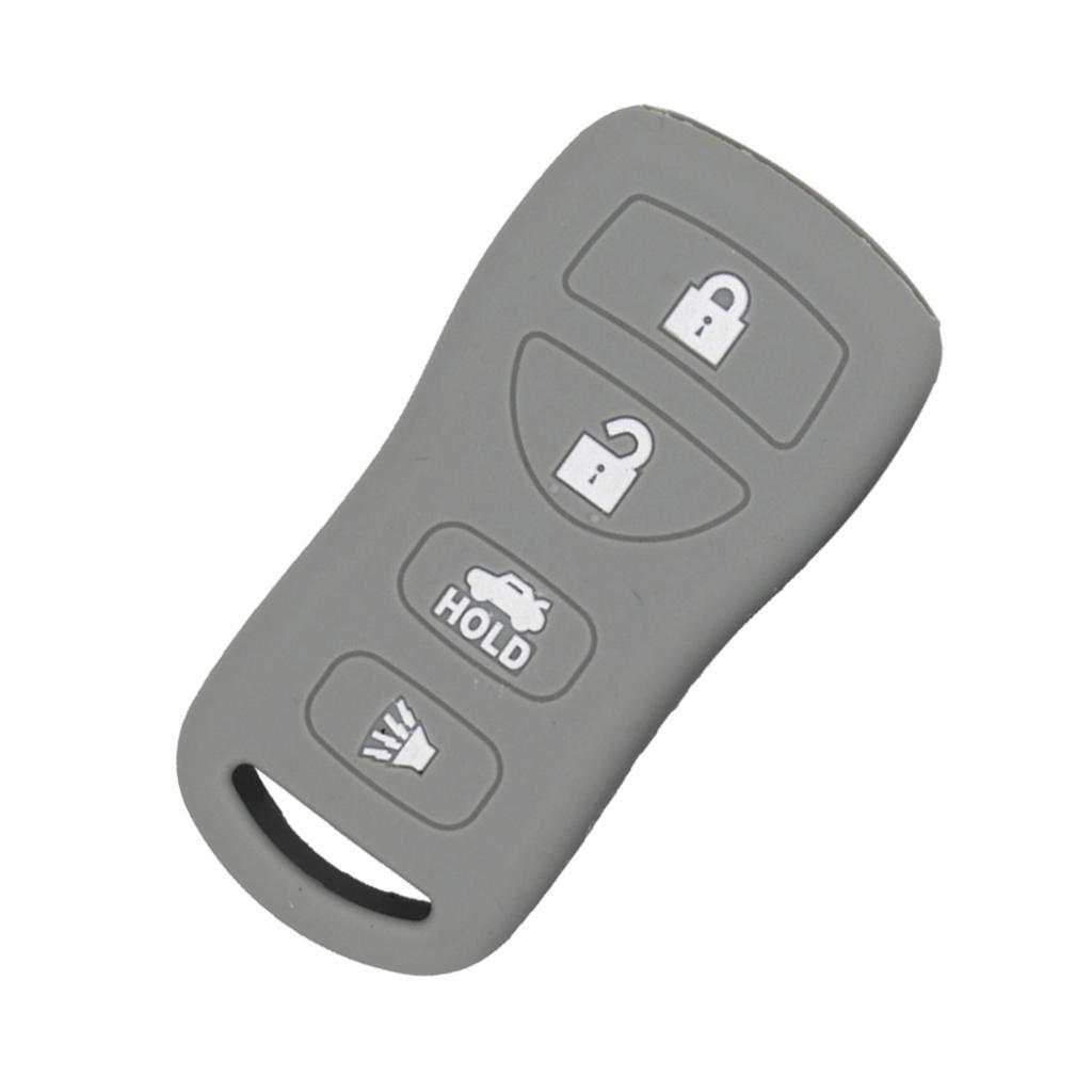 Car Key Fob Protector Case Cover 4 Buttons Key Shell for Gray
