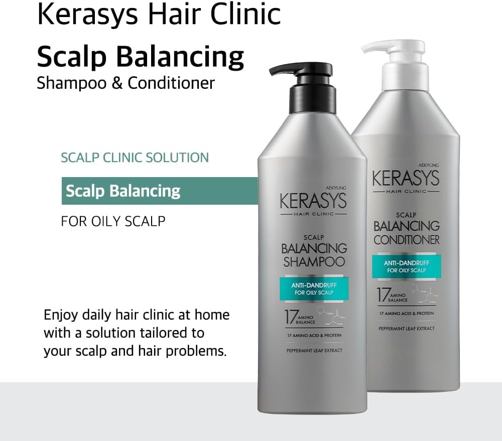 Dầu gội xả ngăn ngừa gàu và cân bằng độ ẩm da đầu Hàn Quốc Kerasys Hair Clinic Scalp Balancing - Dành cho da đầu dầu