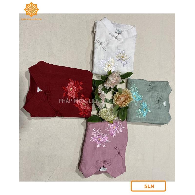 Đồ lam đi chùa nữ - Pháp phục mẫu xẫm xéo linen cao cấp, bền màu không nhăn xưởng may Liên Cúc