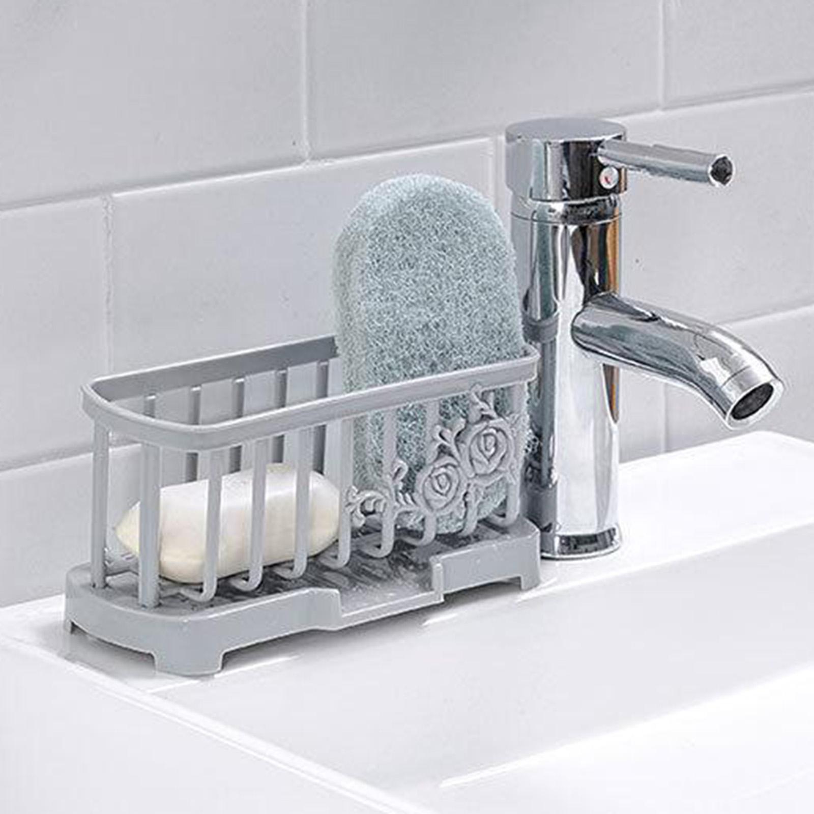 Kitchen Sink Caddy Sponge Holder Soap Caddy Organizer Basket Gray