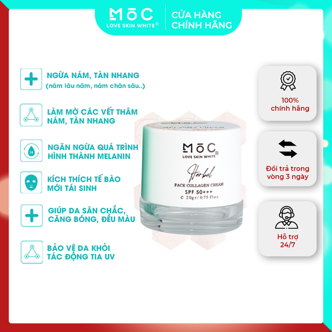 KEM NGỪA NÁM - TÀN NHANG, ĐỒI MỒI -COLLAGEN 20G - MỘC