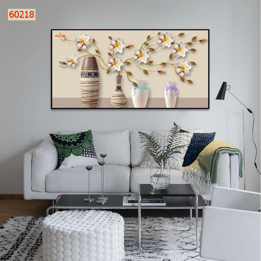 Tranh treo tường,trang trí Phòng khách/Bình hoa 3D/gỗ MDF Hàn Quốc chống ẩm mốc, mối mọt HOA
