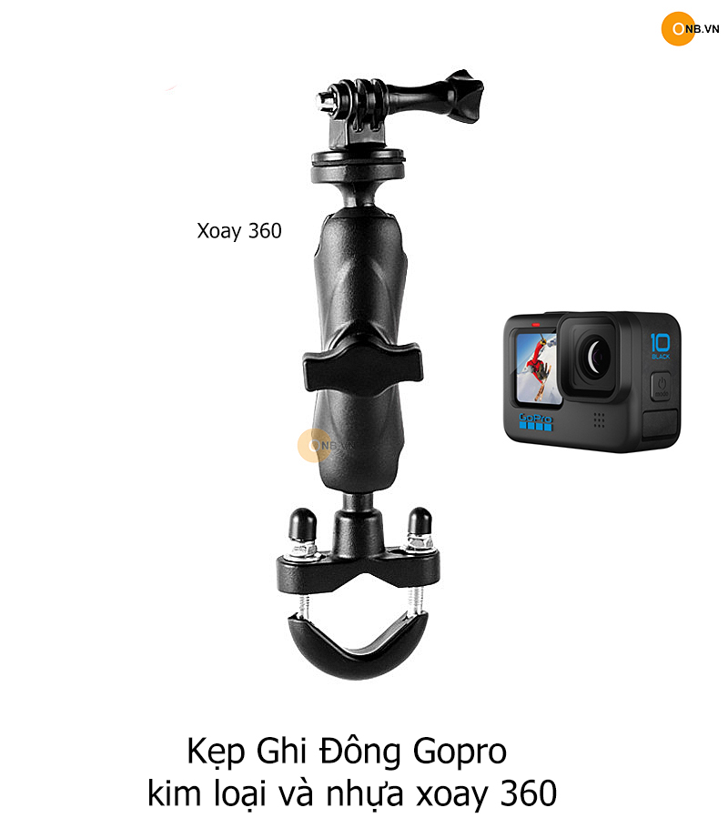 Gopro Kẹp Ghi Đông xe đạp xe máy PKL xoay 360 kim loại + nhựa