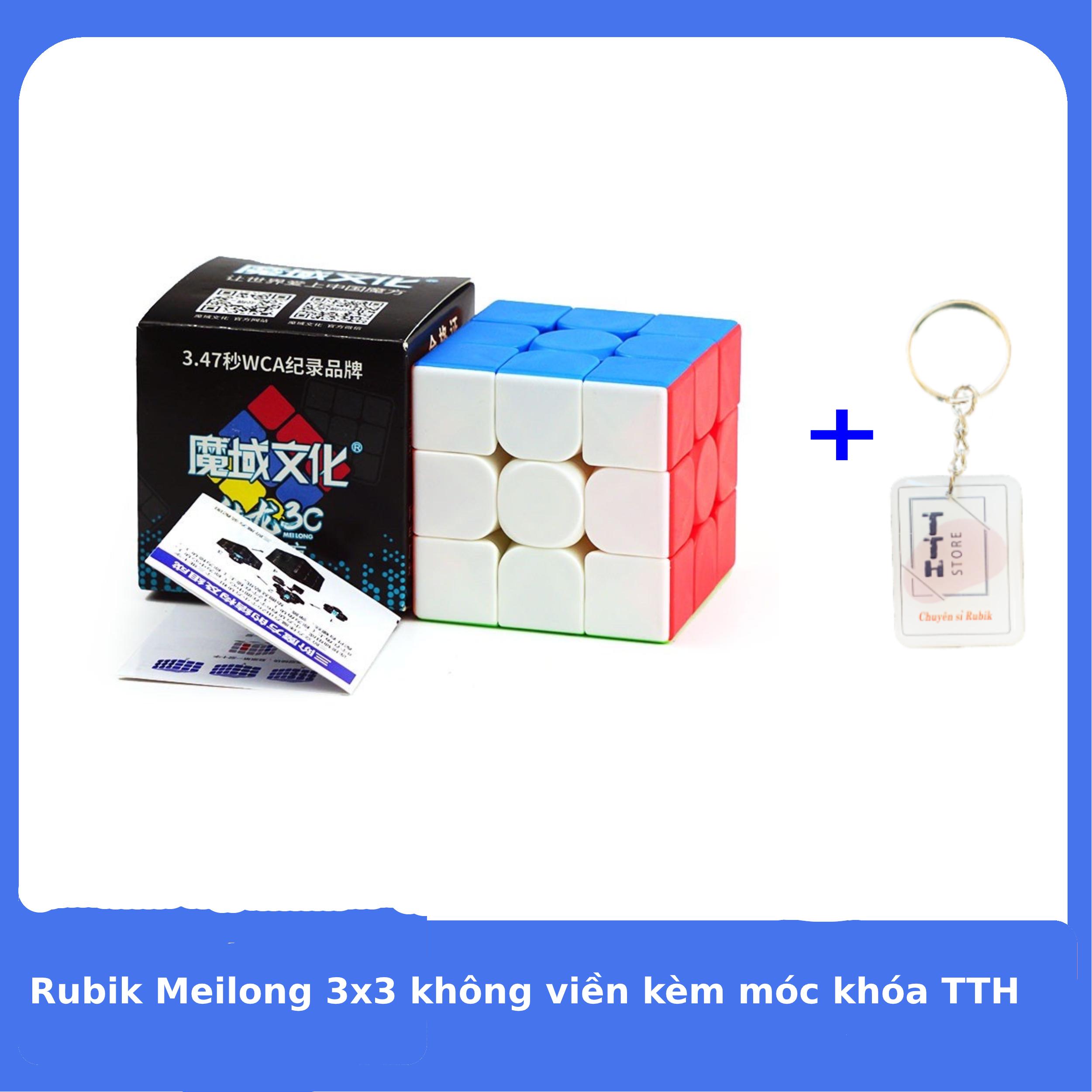 Rubik 3x3 Meilong Xoay Mượt Kèm Móc Khóa TTH