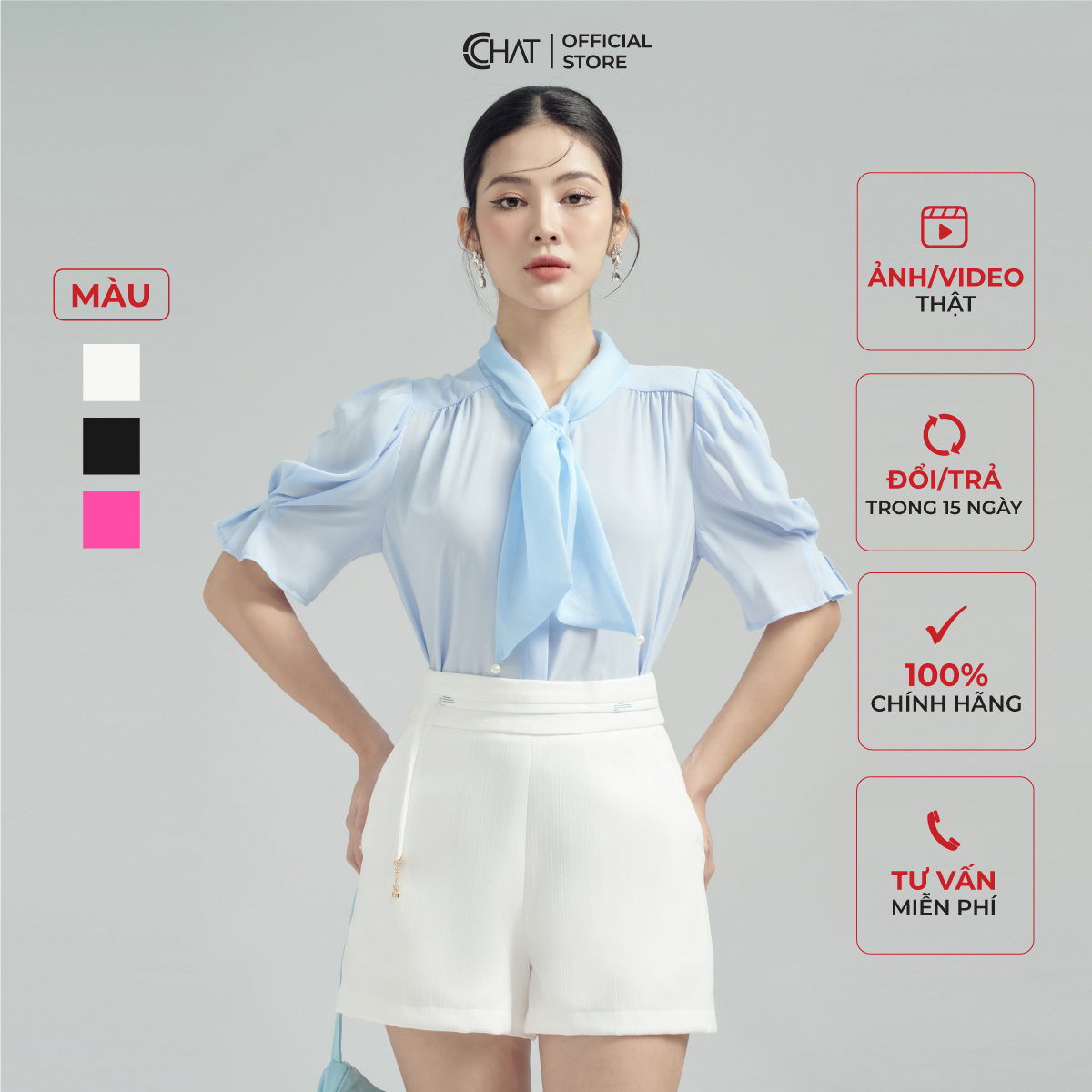 Quần Đùi Nữ  Kiểu Cạp Bổ Phối Mác Dáng A Chất Tuytsi Mềm Nhẹ 13ONS2012AT