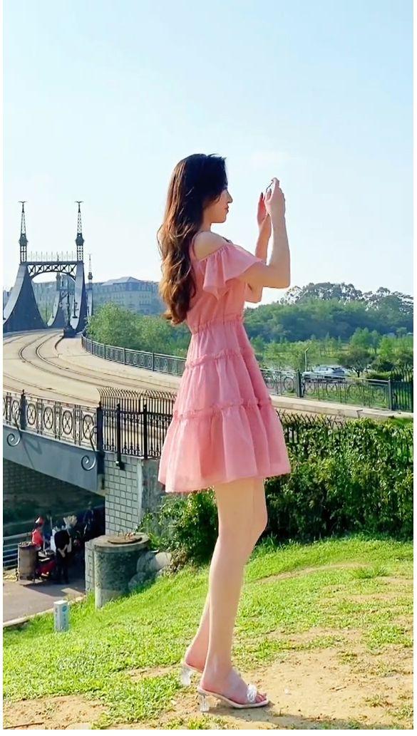 SHUANGYAN Phong cách Pháp công chúa gió ngọt ngào khí chất đầm trẻ em mùa hè 2023 biển nghỉ mát gió về