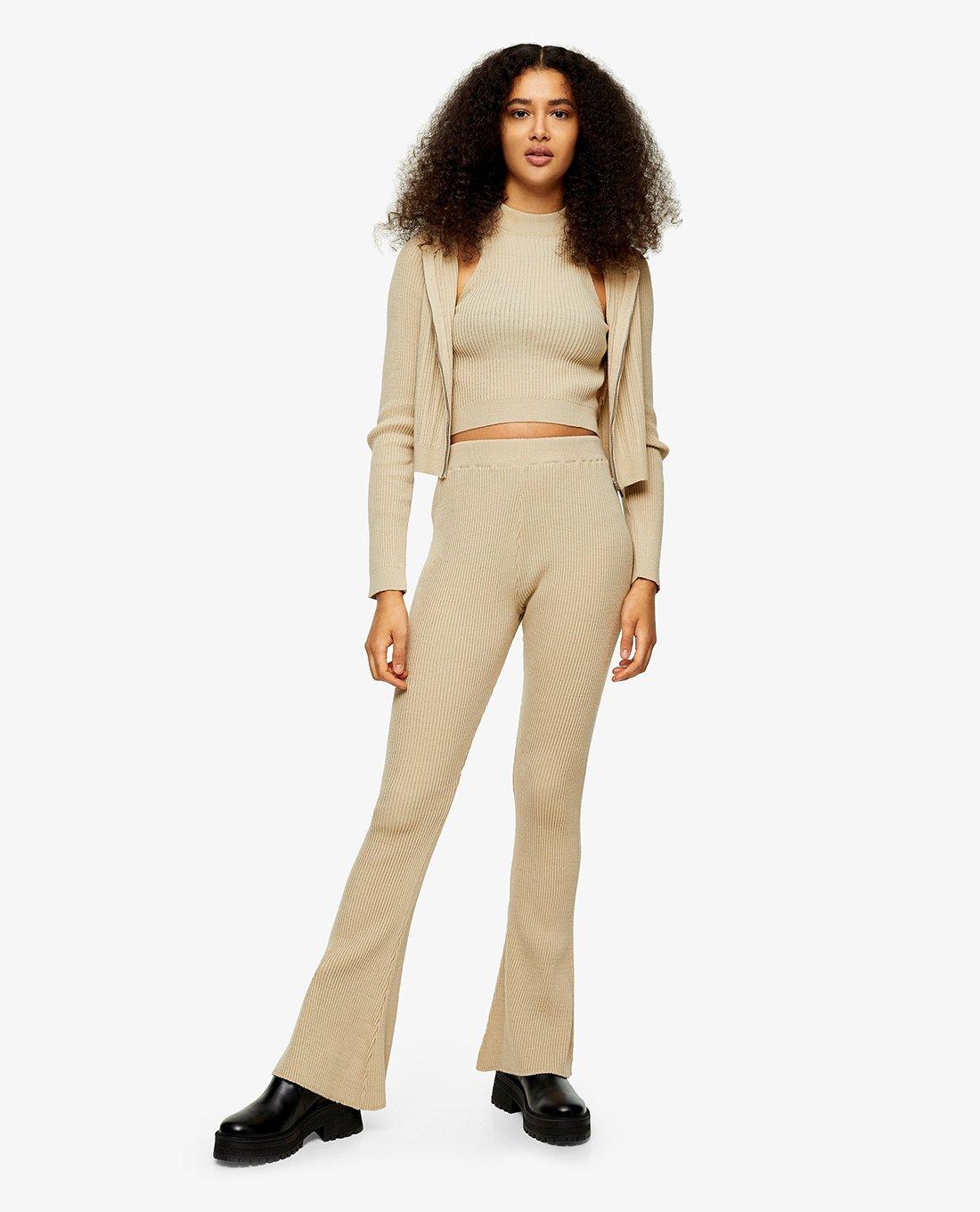 TOPSHOP - Quần kiểu nữ ống loe Flare Knitted 23D16TNEU