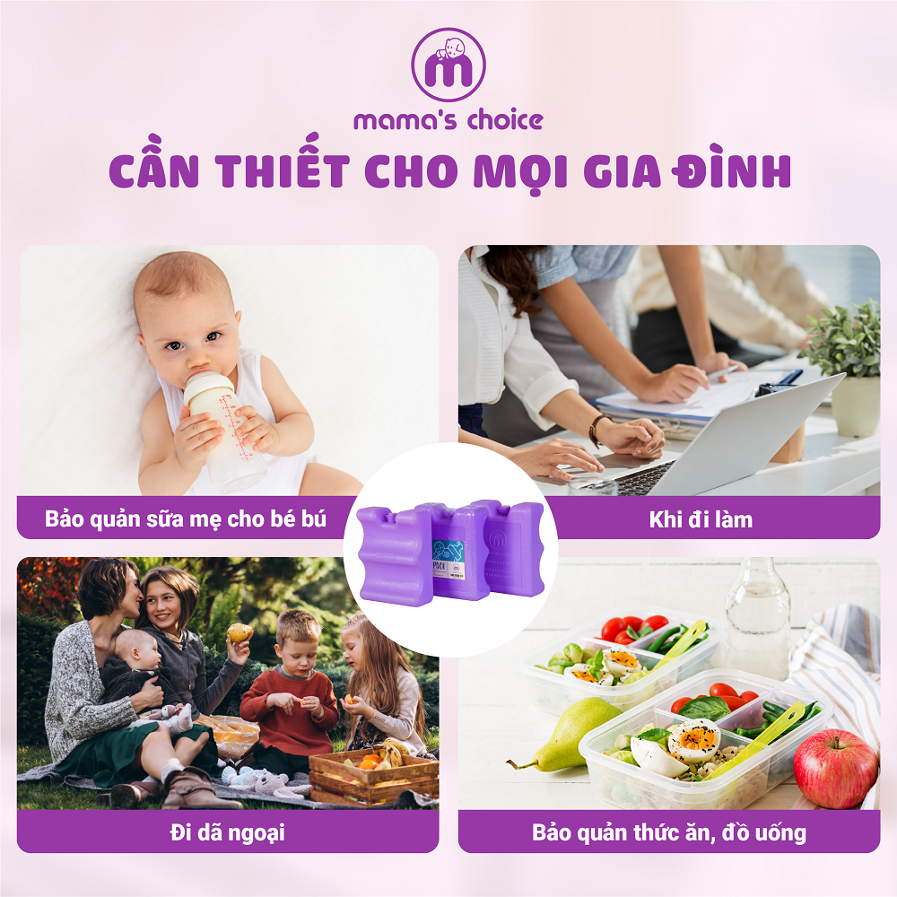 Túi Đá Khô Trữ Sữa Mama’s Choice, Giữ Lạnh Sữa Mẹ Lên Đến 14 Tiếng, Túi Giữ Nhiệt Bình Sữa, Đựng Và Giữ Ấm Đồ Ăn Cho Bé