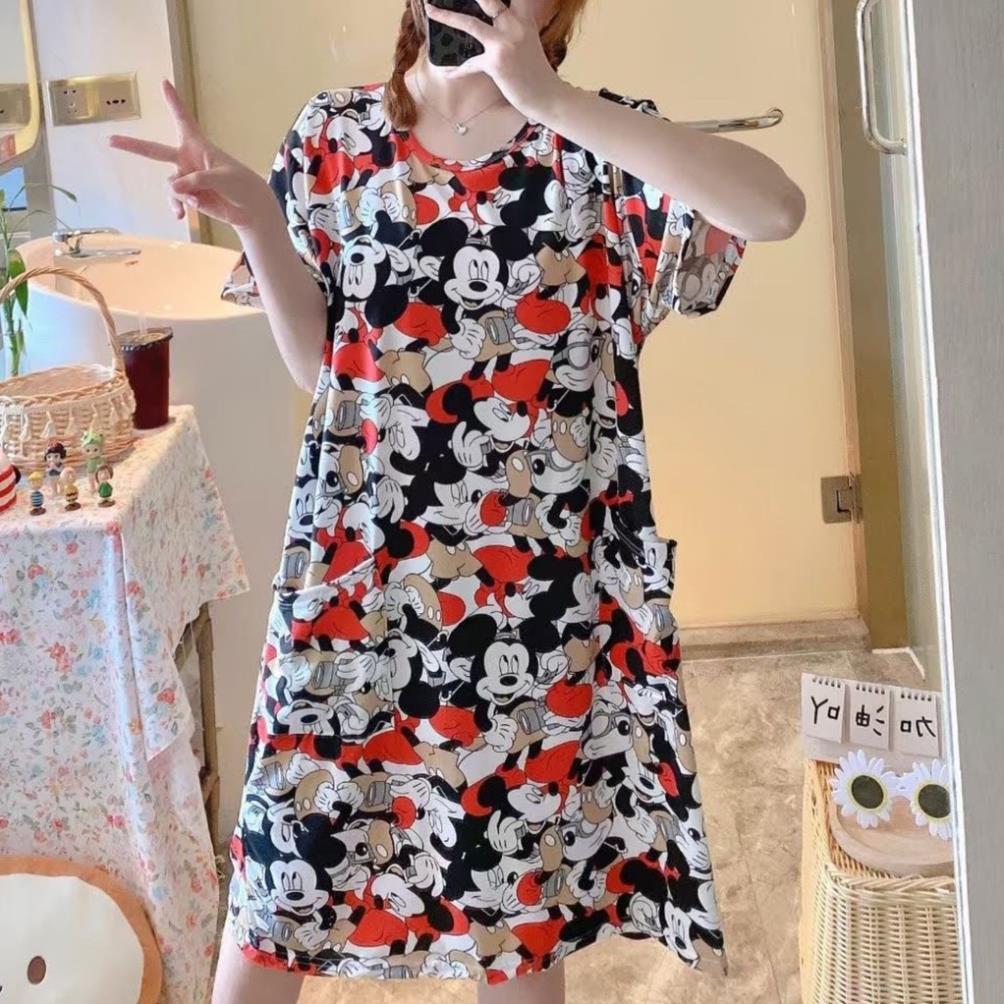 Đầm Ngủ Hoạt Hình Dáng Rộng Thoải Mái Dễ Thương BigSize mềm mại mặc ngủ mặc nhà *