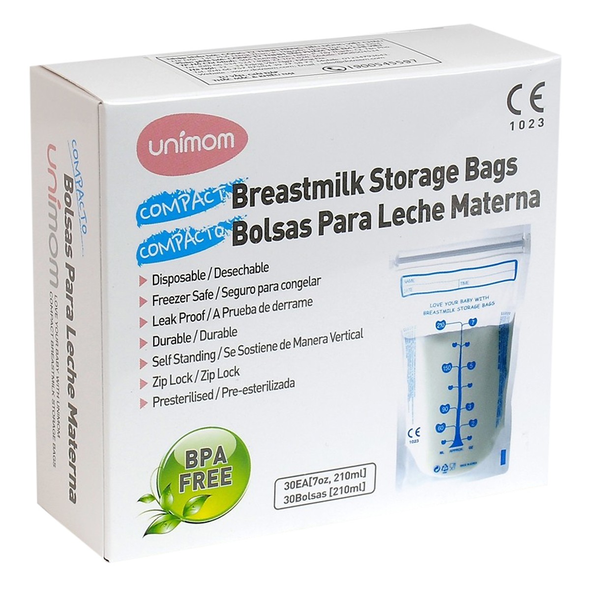 Túi Đựng Sữa Mẹ Unimom Compact Không Có BPA UM870251 210ml
